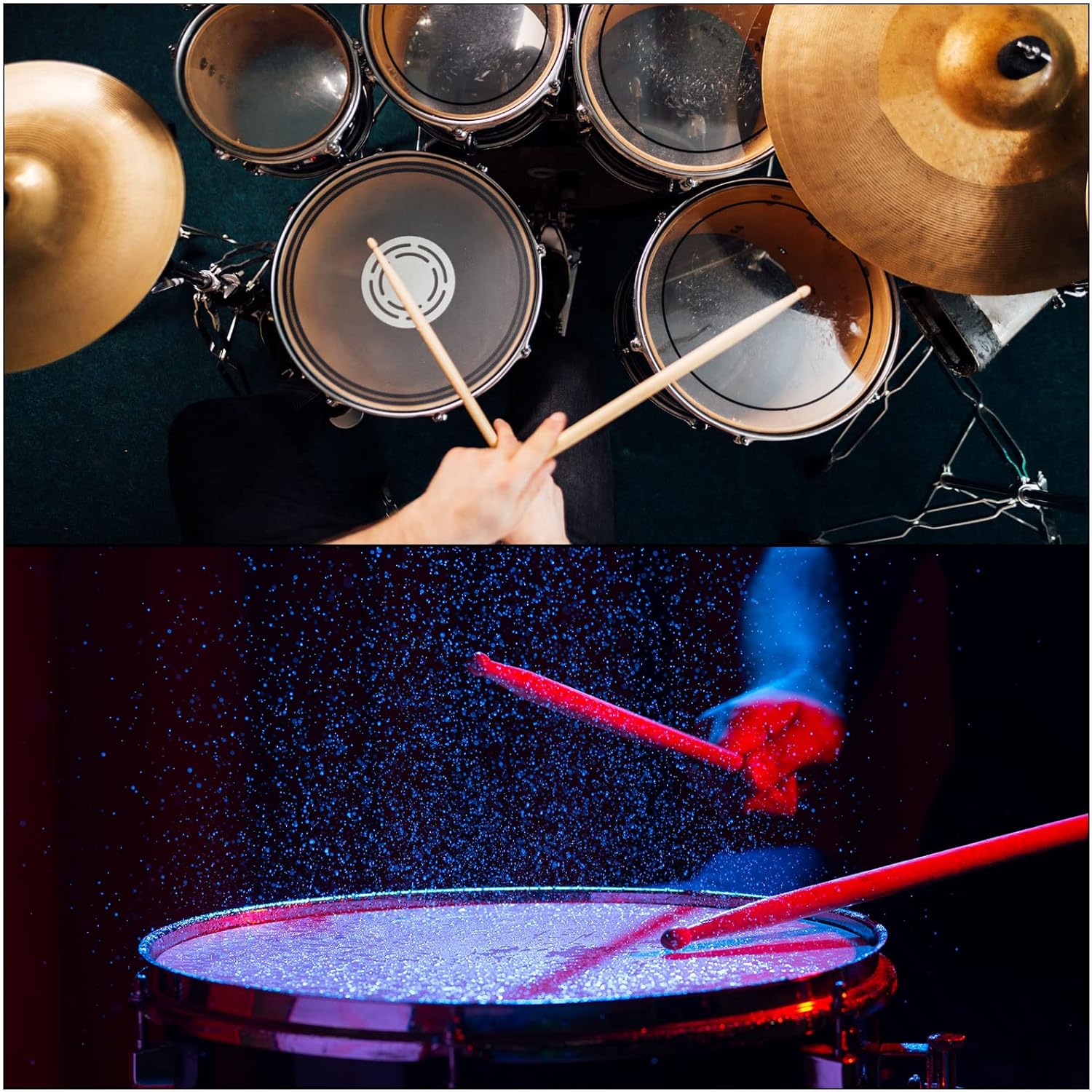 PATIKIL Bastón de metal 5A antideslizante para tambor de jazz, batería electrónica, instrumento musical, percusión dorada, 1 par