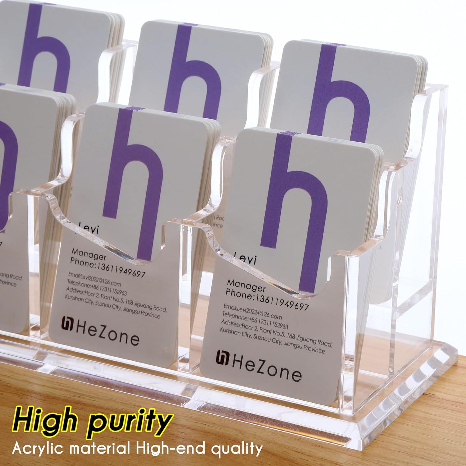 Tarjetero vertical, pantalla para tarjetas de visita para escritorio, 6 ranuras, soporte para tarjetas para mujeres y hombres (6 ranuras verticales)