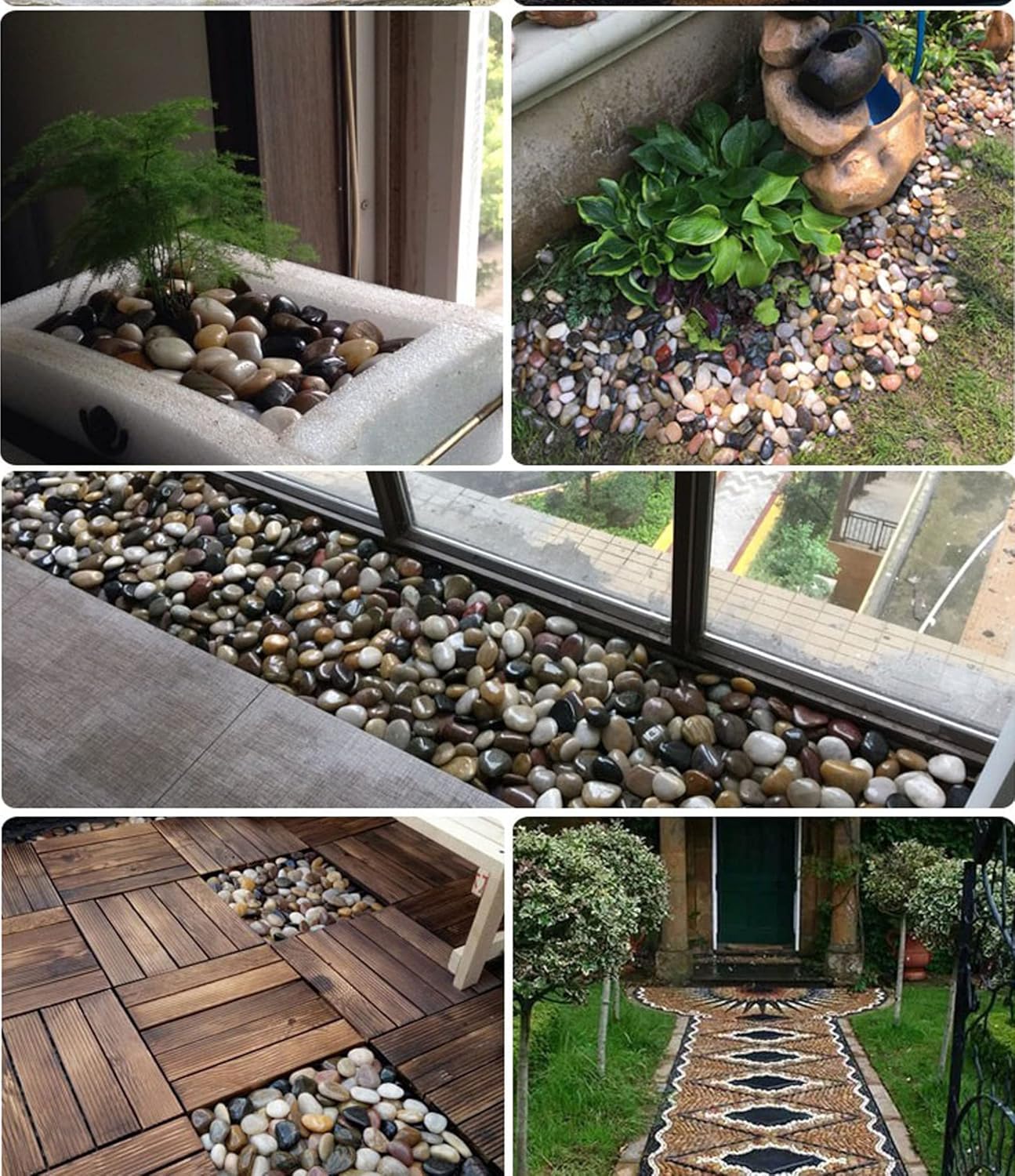Piedras de río, plantas, jardines, paisajes, suculentas, guijarros decorativos altamente pulidos en formas y tamaños de 1 a 3 pulgadas. (23.9