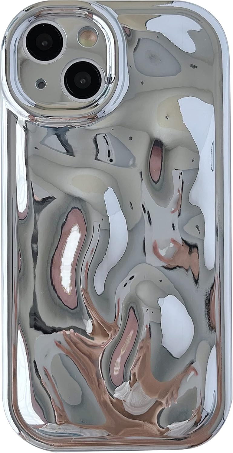 Caseative Lindo patrón de burbujas de meteorito ondulado de agua, chapado en cromo, galvanizado, protección suave para la lente de la cámara,