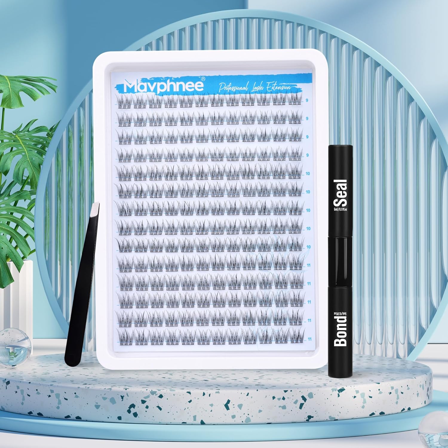 Kit de pestañas naturales en racimo, 168 unidades, extensiones de pestañas onduladas, rizo CC, 0.354-0.433 in, extensiones de pestañas de longitudes