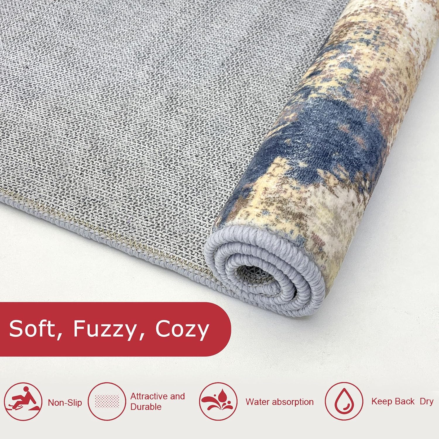 KOZYFLY Alfombra moderna abstracta de 5 x 7 pulgadas, lavable a máquina, para dormitorio, sala de estar, alfombra de lana sintética, suave, de pelo
