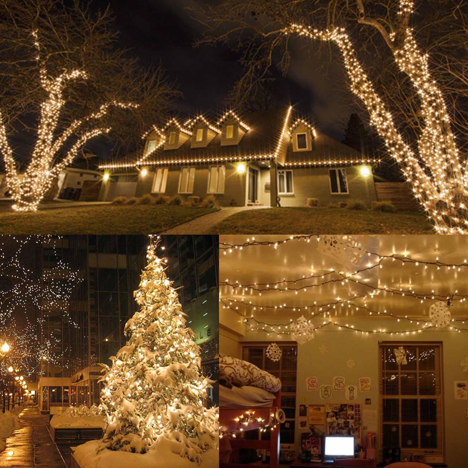 Toodour Luces de Navidad para exteriores, 338 pies, 1000 luces LED de Navidad, 8 modos, temporizador, luces parpadeantes de Navidad impermeables