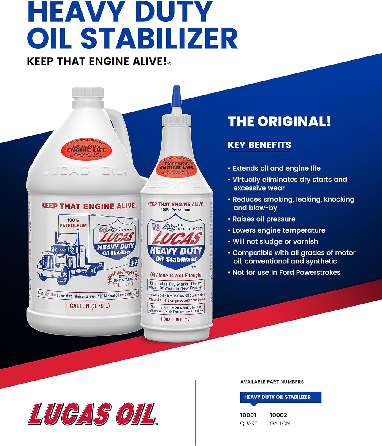 Lucas Oil 10002 Estabilizador de aceite resistente, 1 galón (paquete de 2)