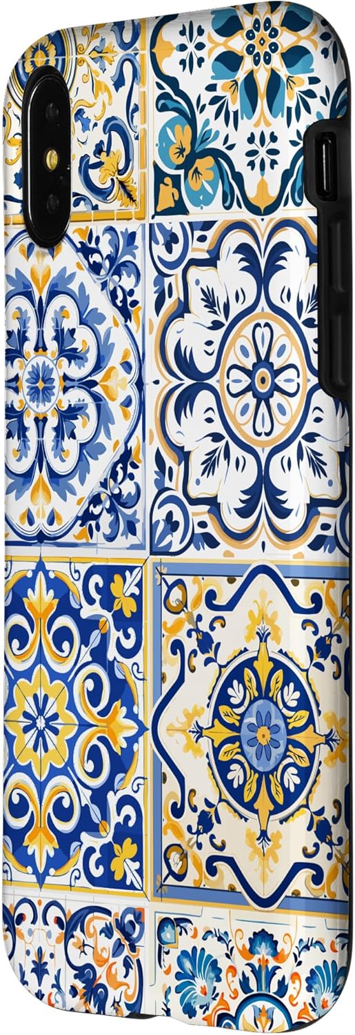 iPhone XXS Siciliana Mediterránea Patrón de azulejos con estuche estético Maiólica