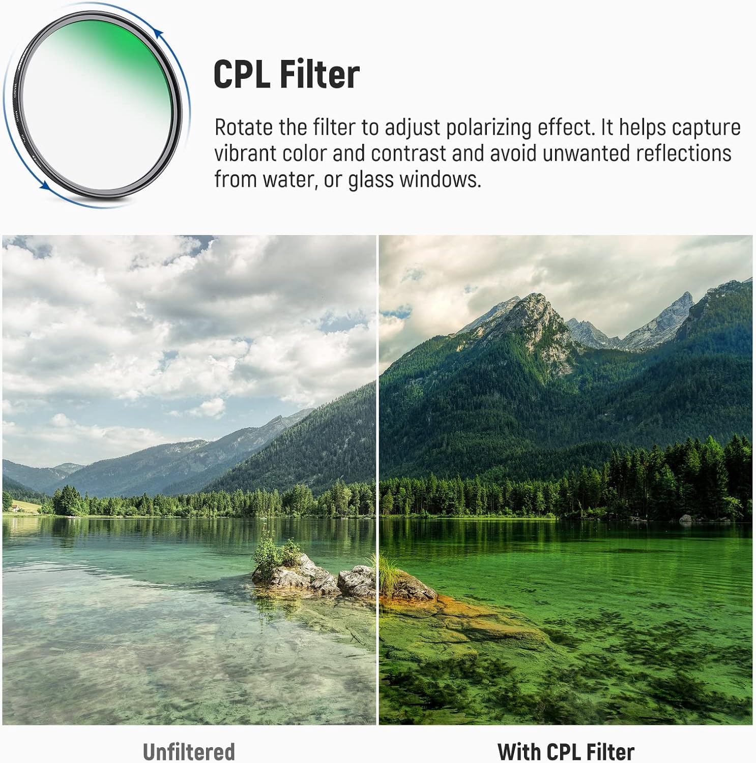 NEEWER Kit de filtro de lente de 1.693in ND8 ND64 CPL, kit de filtro de polarizador circular con 30 capas de nano-revestimientovidrio óptico HD,