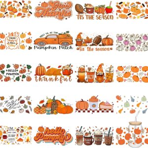 ChatToB Envoltura de taza UV DTF, 20 hojas con tema de calabaza para transferencia de Acción de Gracias para manualidades, transferencia UV DTF, ChatToB Envoltura de taza UV DTF, 20 hojas con tema de calabaza para transferencia de Acción de Gracias para manualidades, transferencia UV DTF,
