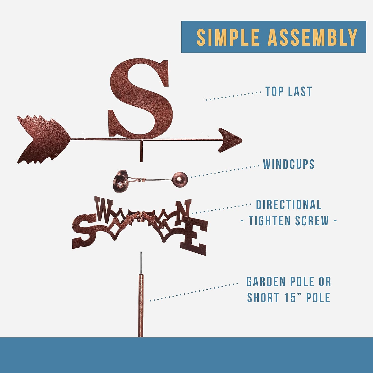 SWEN Products Veleta con monograma (soporte de techo incluido)