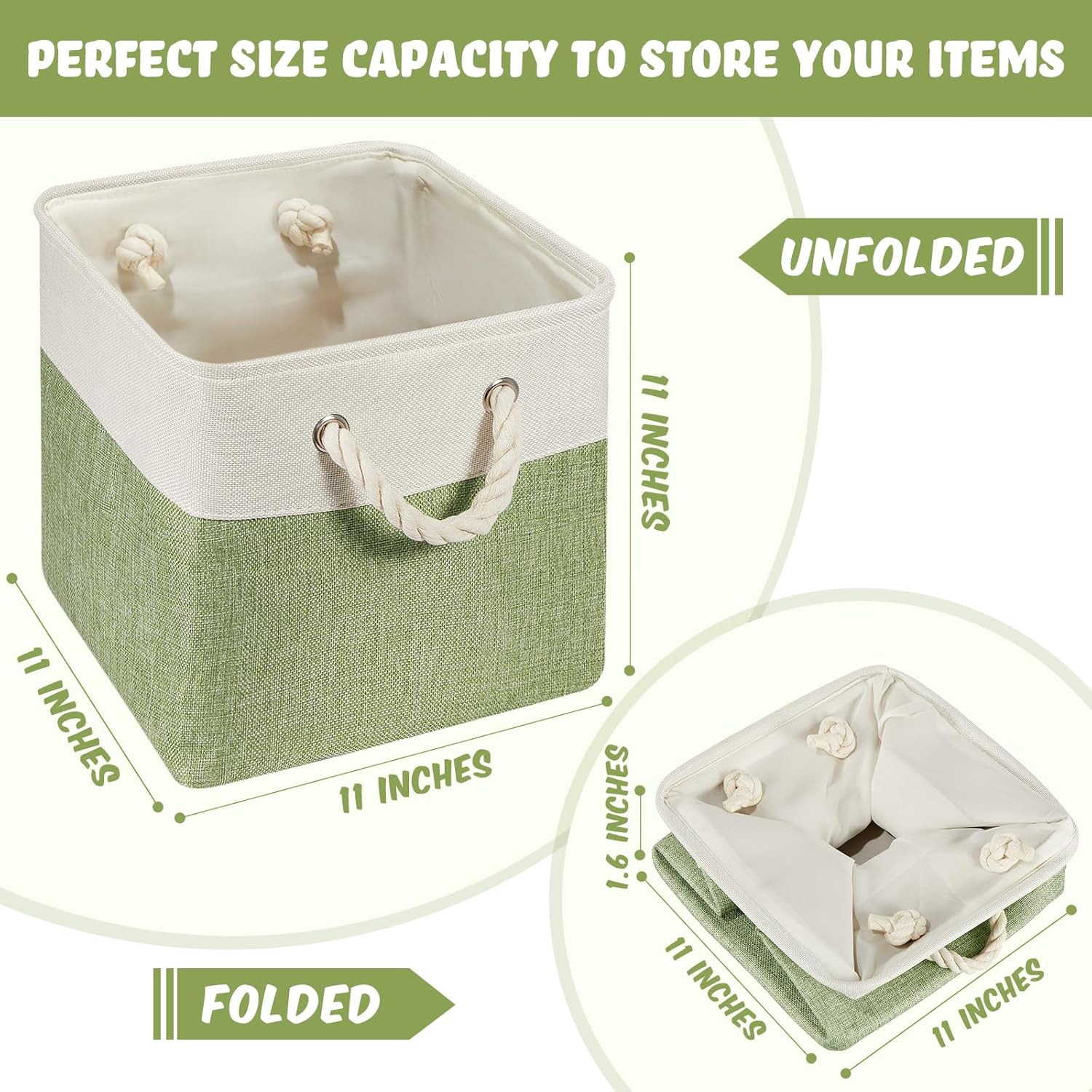 Geiserailie 6 cubos de almacenamiento pequeños plegables con asas de transporte resistentes, multiusos, organizador para el hogar (multicolor, 11 x