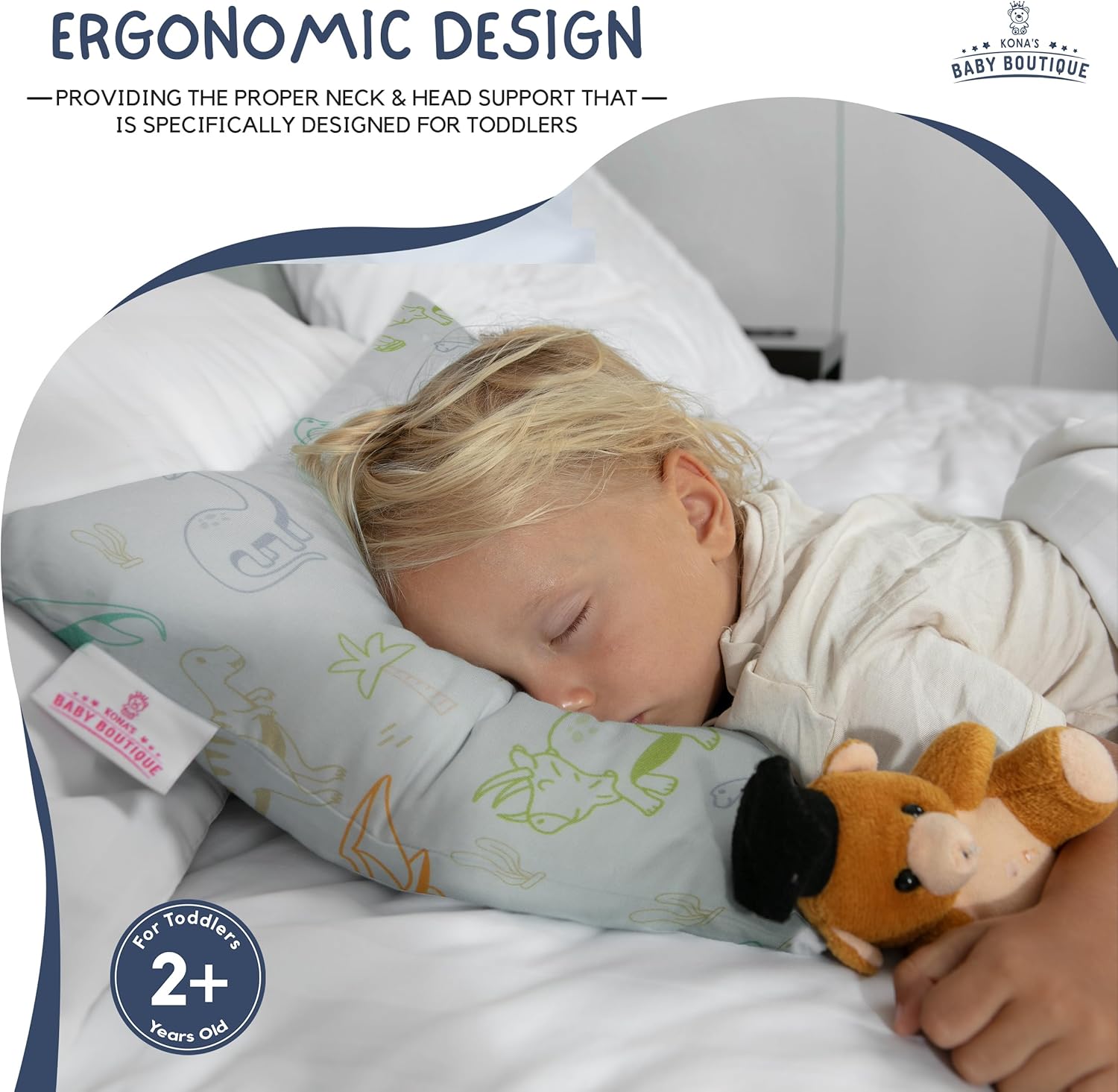 Kona’s Perfect – Almohada para niños pequeños con la funda de almohada más suave para niños pequeños, almohada de 13 x 18 pulgadas, almohada para