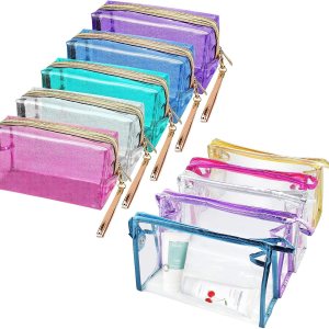 Meetory 5 bolsas de cosméticos transparentes impermeables con cremallera, bolsas de plástico transparente de PVC para maquillaje, bolsa de aseo de Meetory 5 bolsas de cosméticos transparentes impermeables con cremallera, bolsas de plástico transparente de PVC para maquillaje, bolsa de aseo de