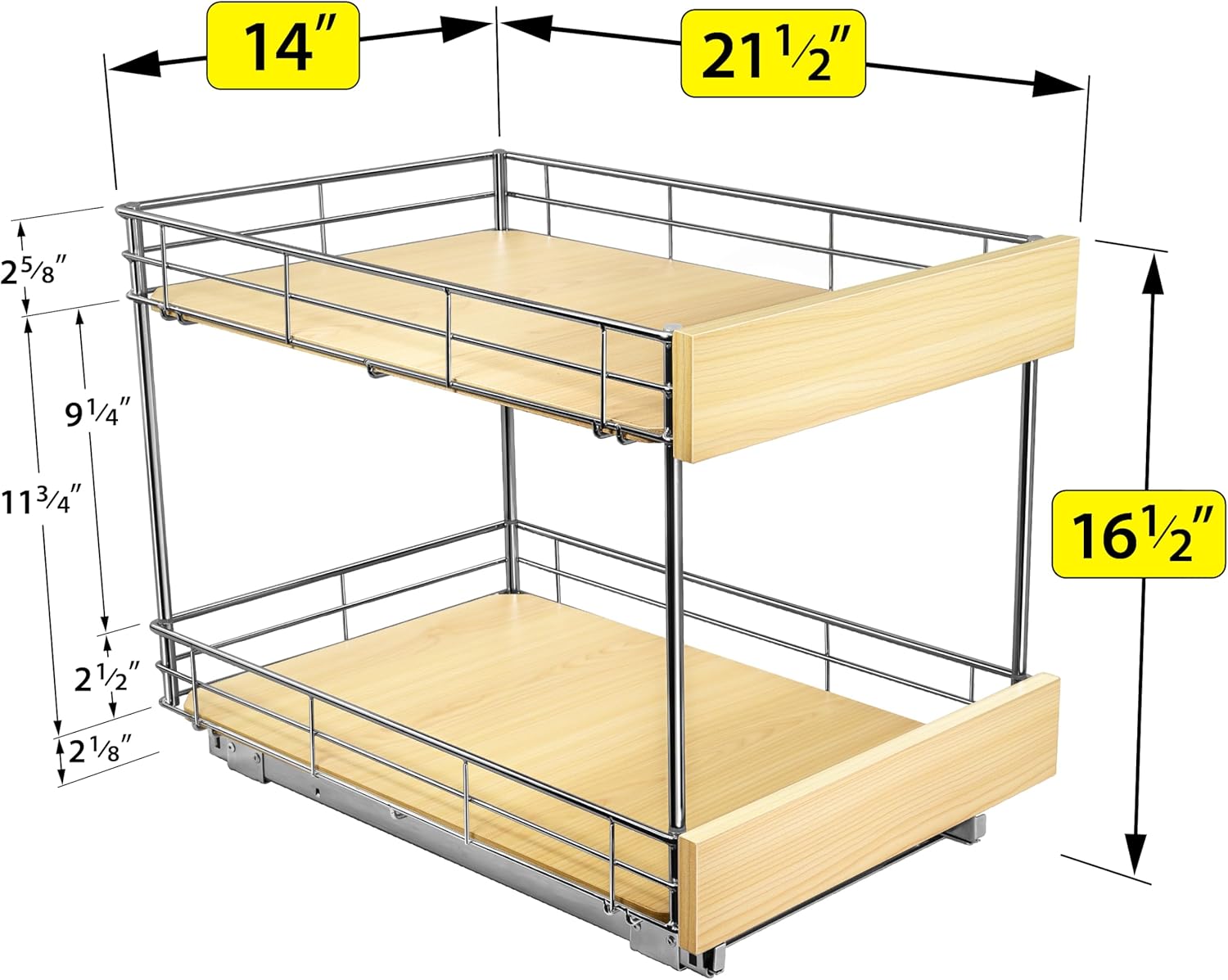 LYNK PROFESSIONAL SELECT Organizador de gabinete extraíble – 14″ x 21″ – Cajones deslizantes para gabinetes de cocina – Estantes deslizantes de