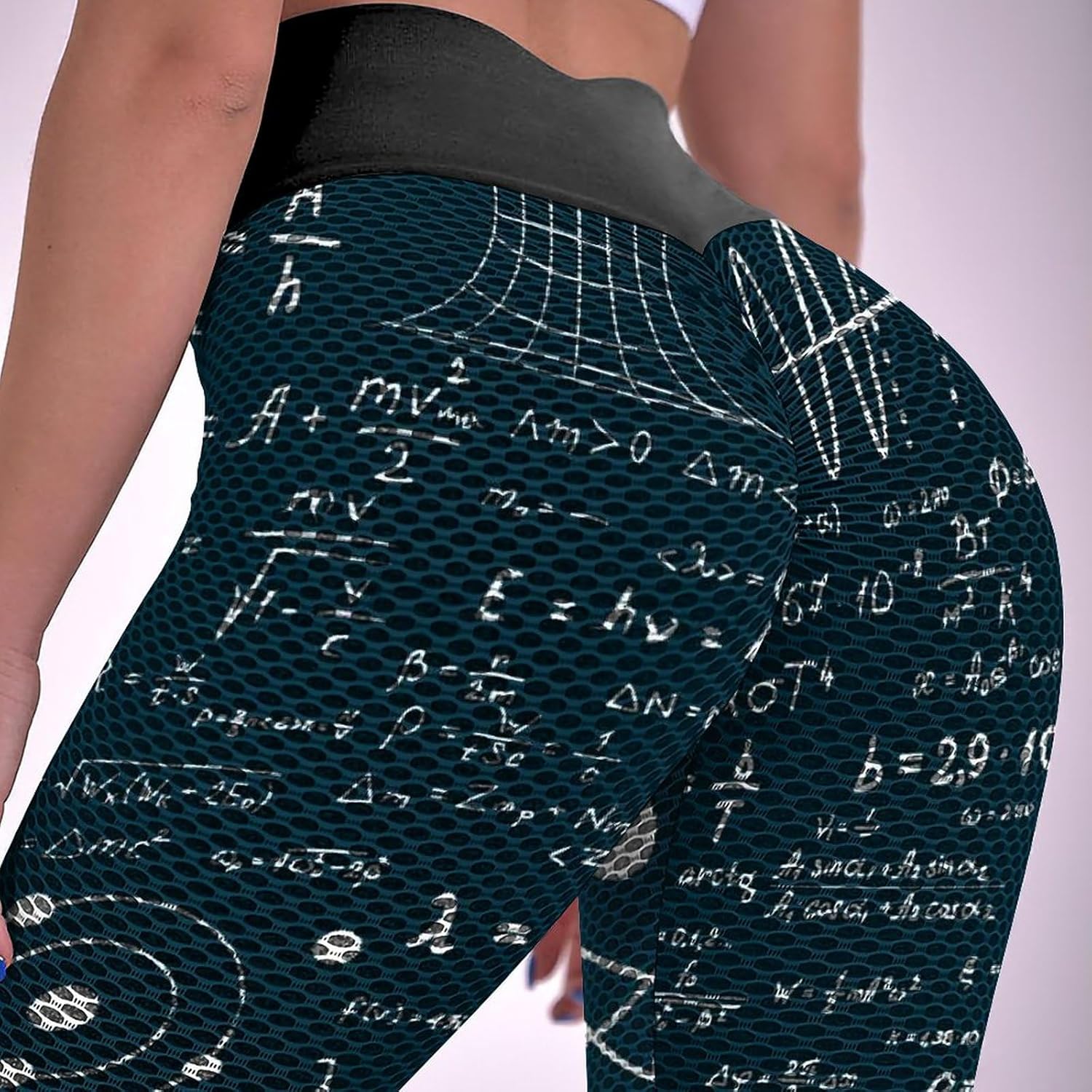 Physical Mathematics Science Formula High Waist Yoga Pants Tummy Control Workout Leggings for Women