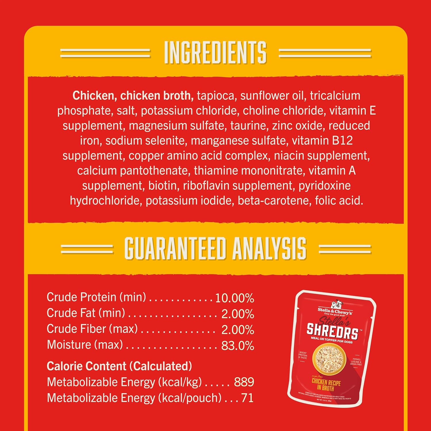 Stella & Chewy’s Stella’s Shredrs Receta de pollo sin jaula en caldo, bolsas de 2.8 onzas (paquete de 24)