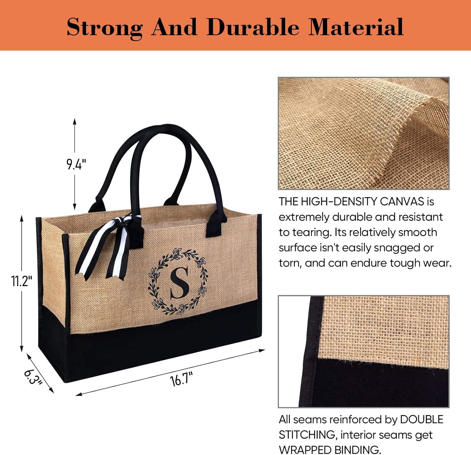 Birthday Gifts for Women,Monogrammed Gift Tote Bag for Women,Personalized Initial Tote Bag,JuteCanvas Tote Bag