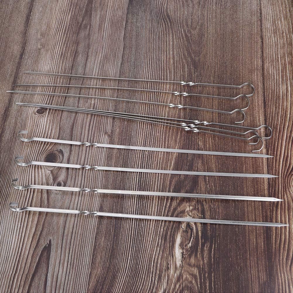 Fydun 10Pcs Stainl Steel Barbe Flat Skewer Grilling Tool for Party Outdoor Activities 10Pcs Stainl Steel Barbe for Family
