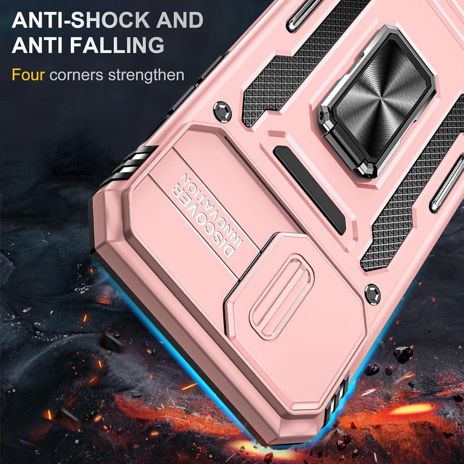 Funda para iPhone 13 Pro Max con soporte y cubierta para cámara, soporte magnético de 2 capas, 2 capas a prueba de golpes, funda protectora para