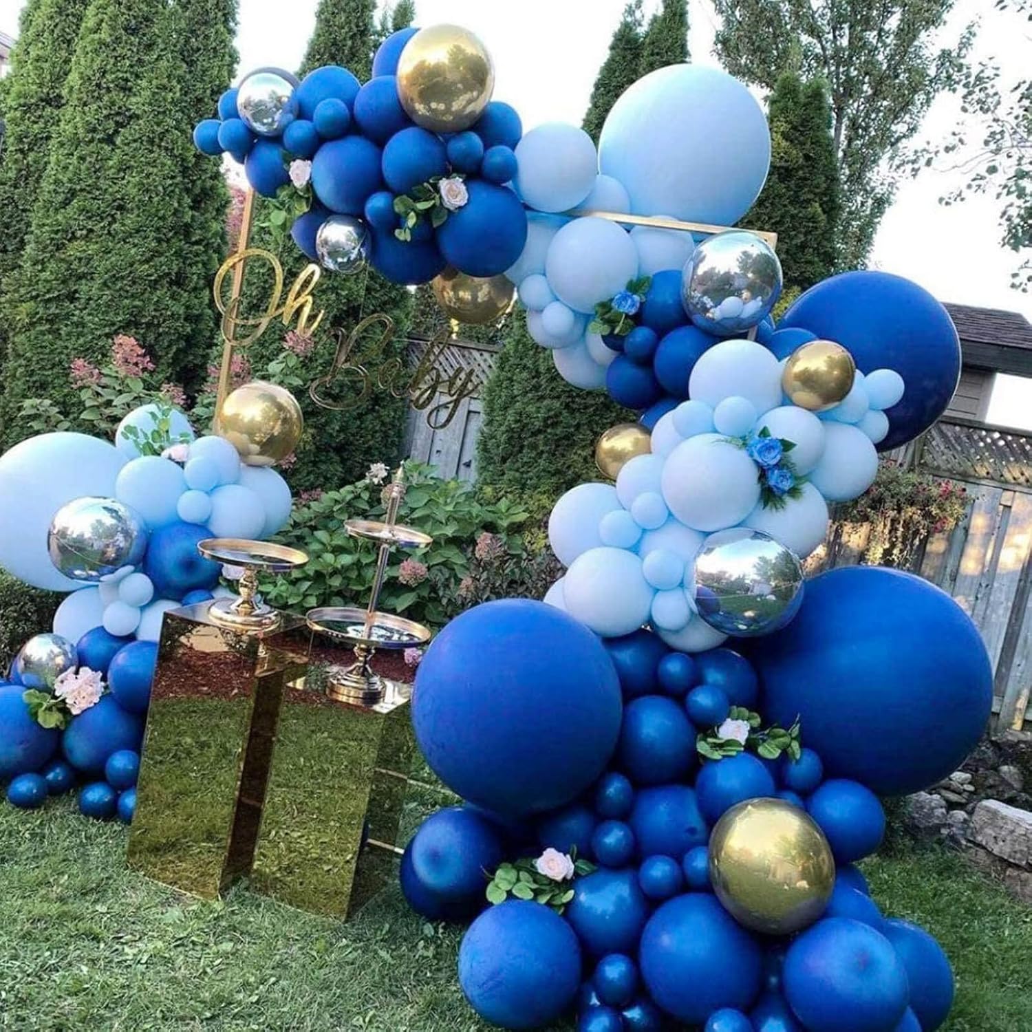 Globos de color azul real, 110 globos de fiesta de 1812105 pulgadas, kit de arco de globos de látex como globos de cumpleaños, baby shower, boda,