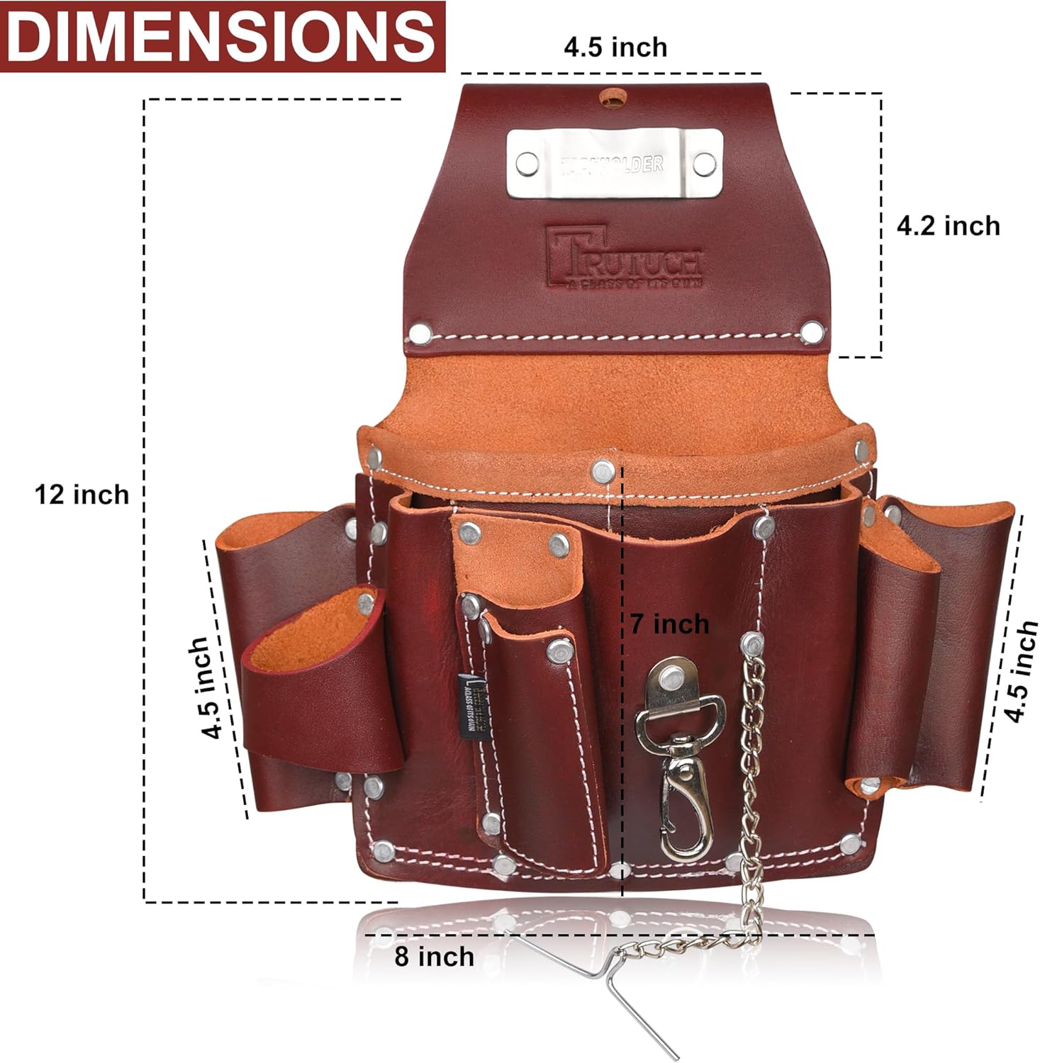 Bolsa de herramientas de electricista de cuero de grano granate, bolsa de herramientas eléctricas de carpintero  Bolsa de electricista para hombres