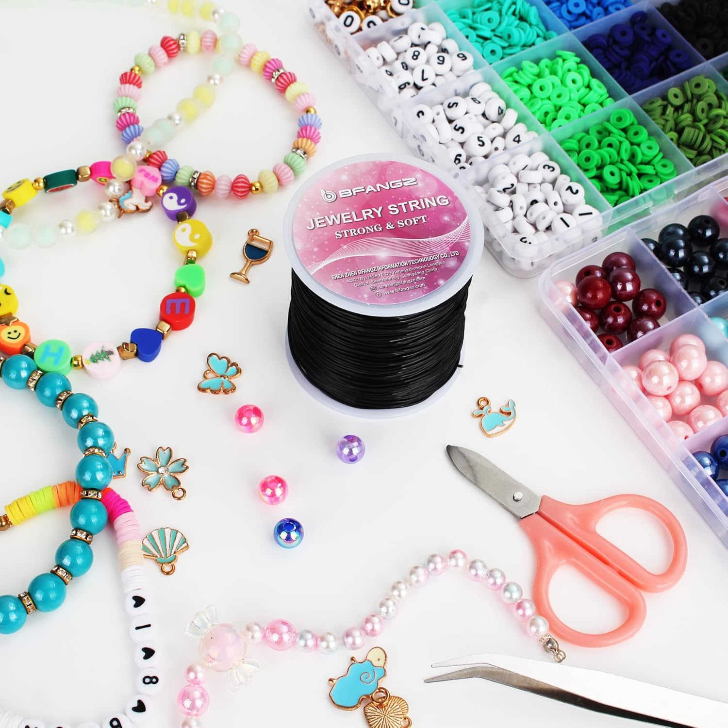 BFANGZ Cuerda elástica de 0.059in y 164.0ft para hacer joyas, cuerda elástica de cristal, cuerda elástica para pulseras, collares, joyas y