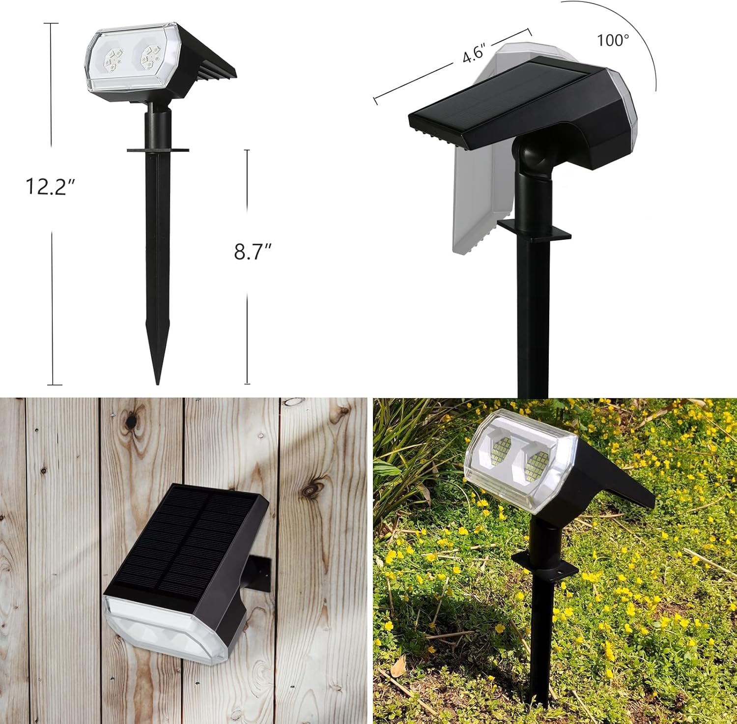 Focos solares impermeables para exteriores, 7 modos, IP67, luces solares para exteriores, luces solares para exteriores, luces solares de paisaje,