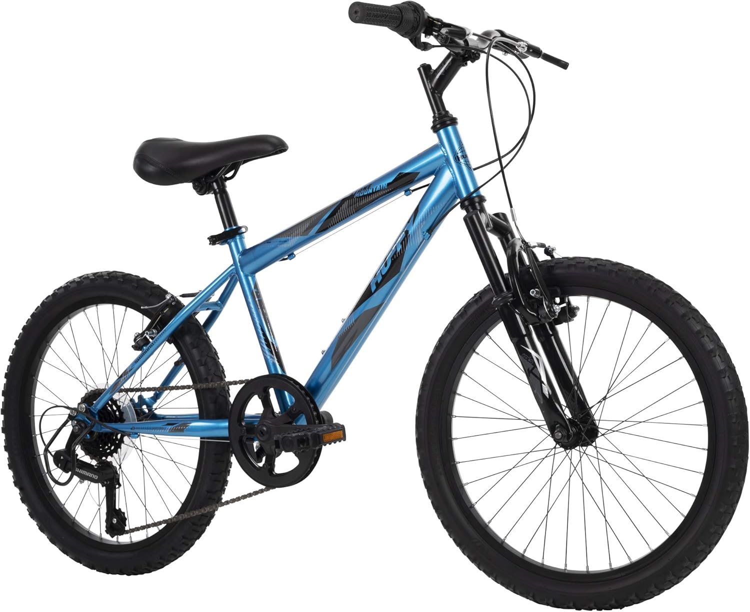 Huffy Bicicleta de montaña rígida para niños, Stone Mountain de 20 pulgadas, 6 velocidades, color cian metálico y RoyalBaby para niños y niñas,