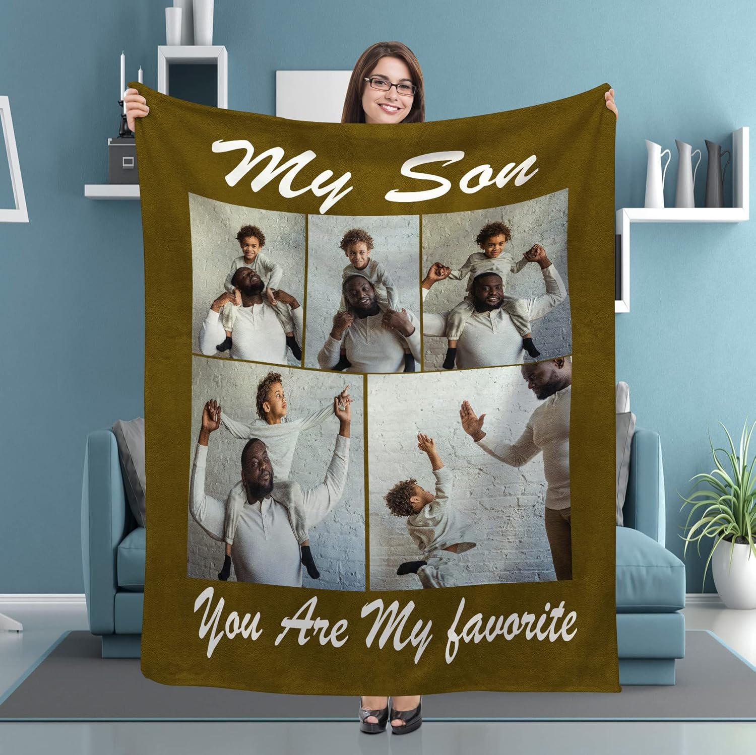 Mantas personalizadas para adultos, manta de franela personalizada con fotos y texto, manta personalizable como regalo para mamá, padre, nueva mamá,