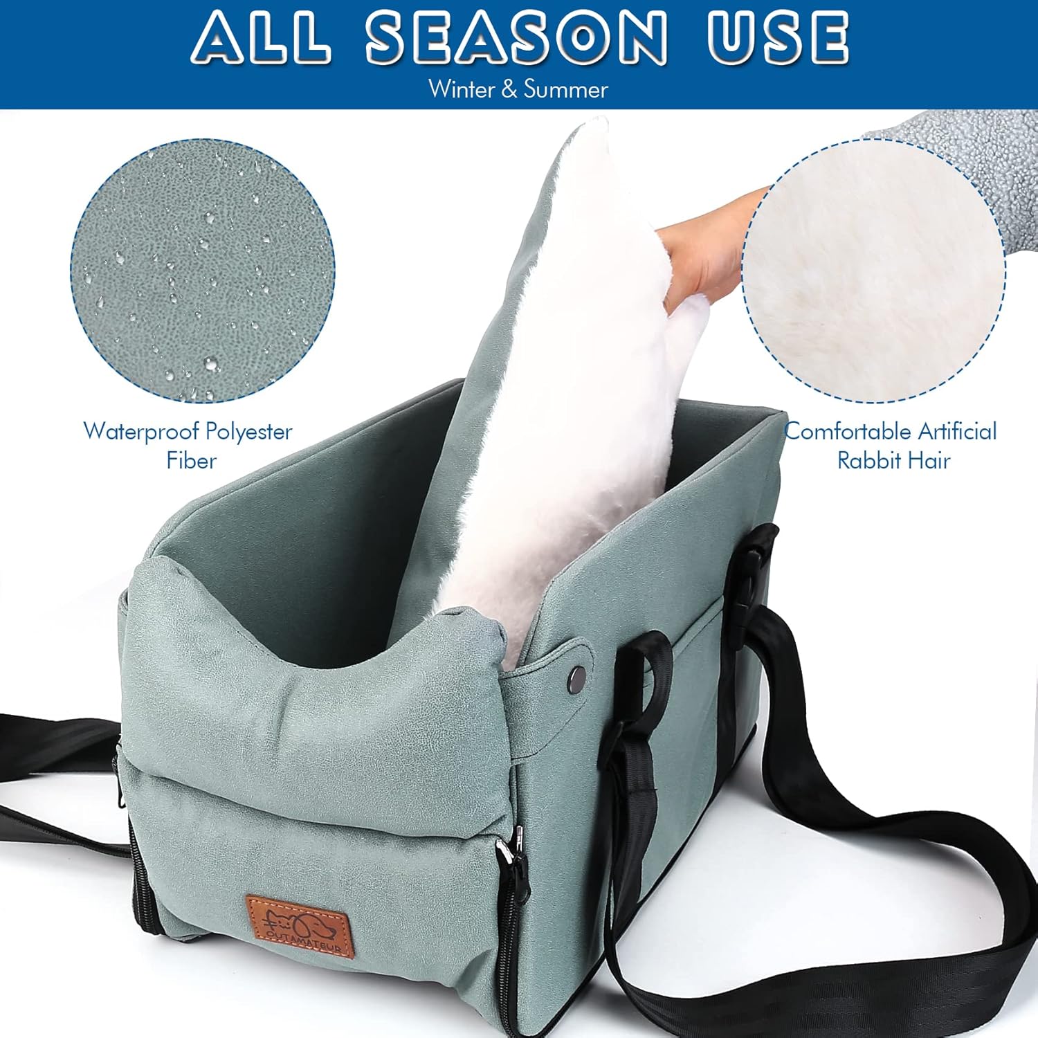 Asiento de auto para perro con consola 5 en 1, asientos elevadores para perros pequeños de hasta 12 libras, reposabrazos para mascotas, asiento