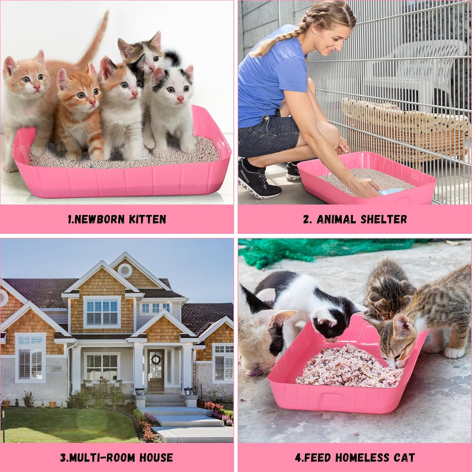 Bokon 25 cajas de arena desechables para gatos, bandeja de arena de plástico para gatos, bandeja de arena para gatitos, conejos, cobayas, hámster,