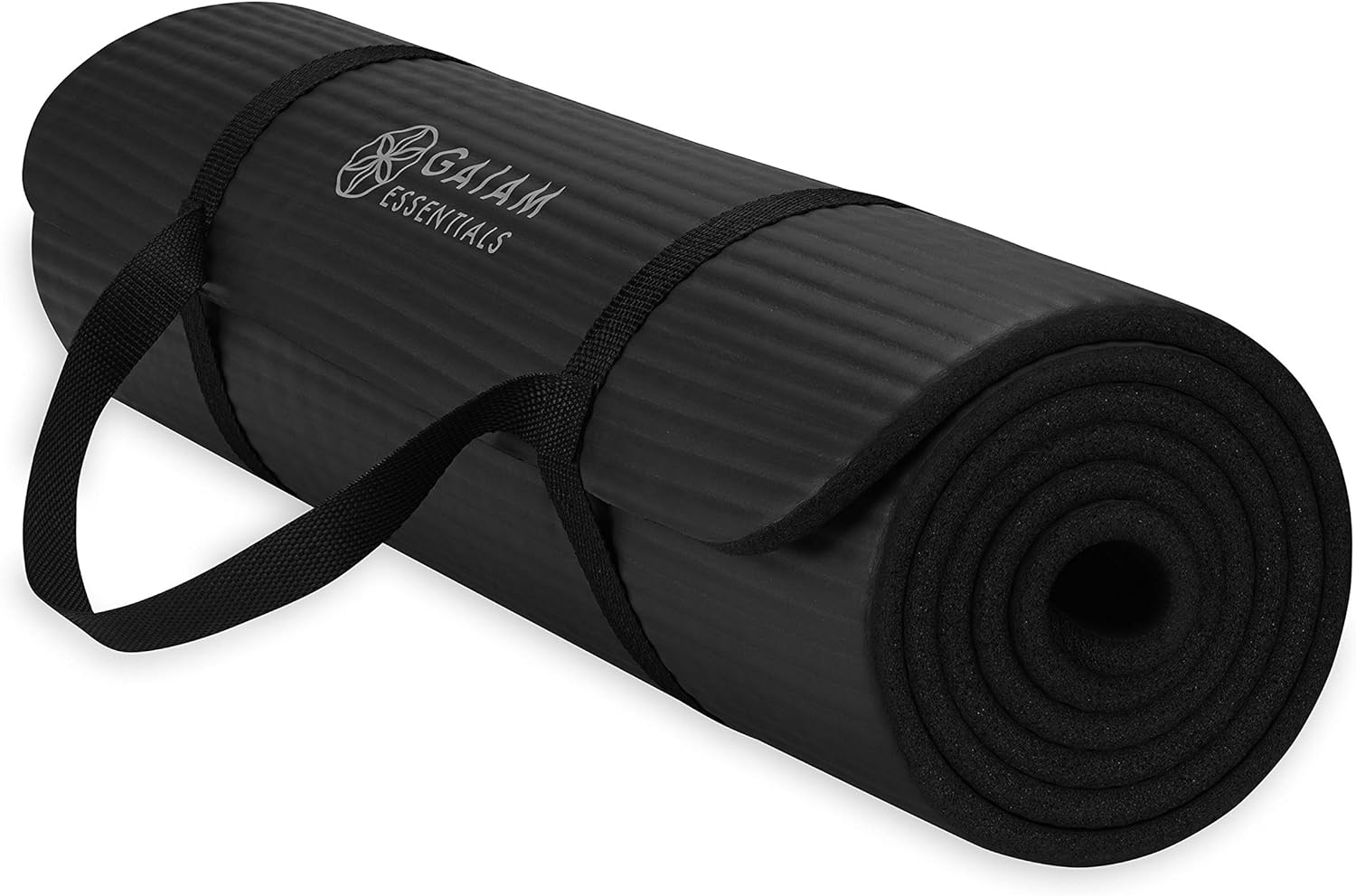 Gaiam Essentials Tapete de yoga grueso para acondicionamiento físico y ejercicio, con correa de transporte fácil de ajustar, 72 pulgadas de largo x