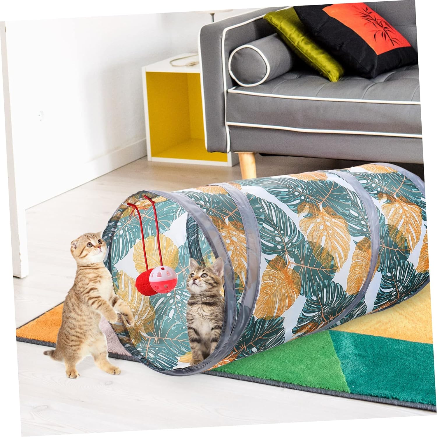 POPETPOP 3 piezas de túnel de mascotas plegable para gatos, juguetes interactivos para gatos, túnel de cama, accesorios de conejo para conejos,