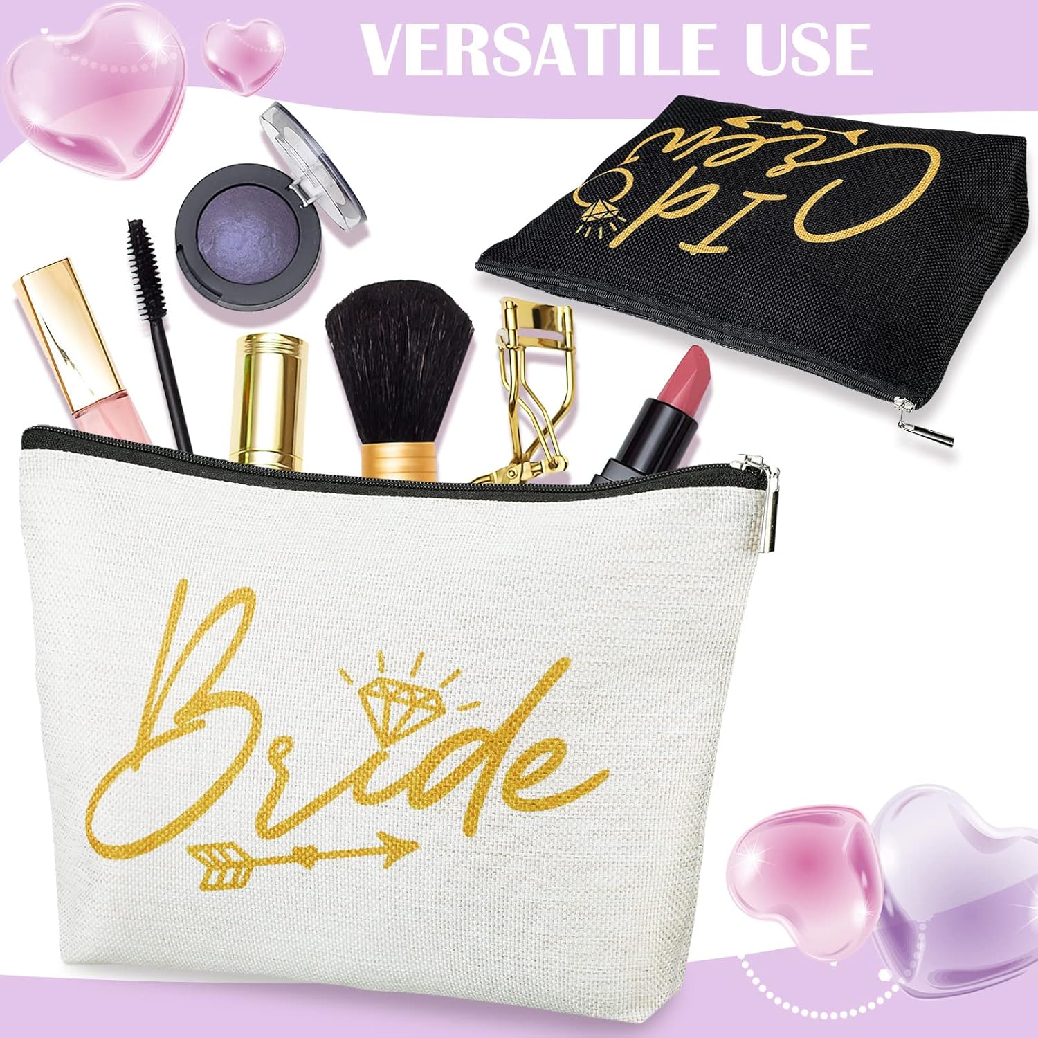 11 bolsas de maquillaje de boda, bolsa de cosméticos para despedida de soltera, bolsas de lona para maquillaje, propuesta de dama de honor, regalos