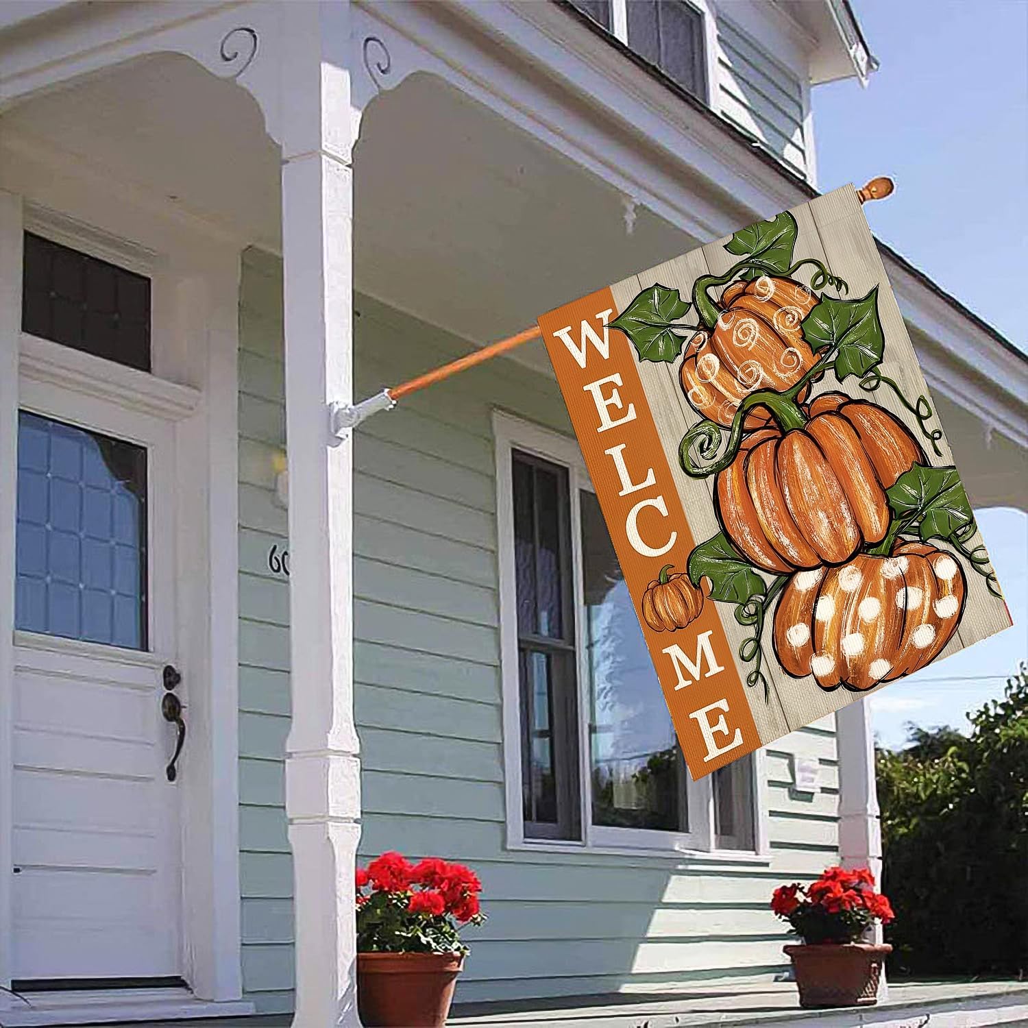 Banderas de jardín de otoño para exteriores, bandera de calabaza para patio, 12 x 18 pulgadas, doble cara de Acción de Gracias con lunares,