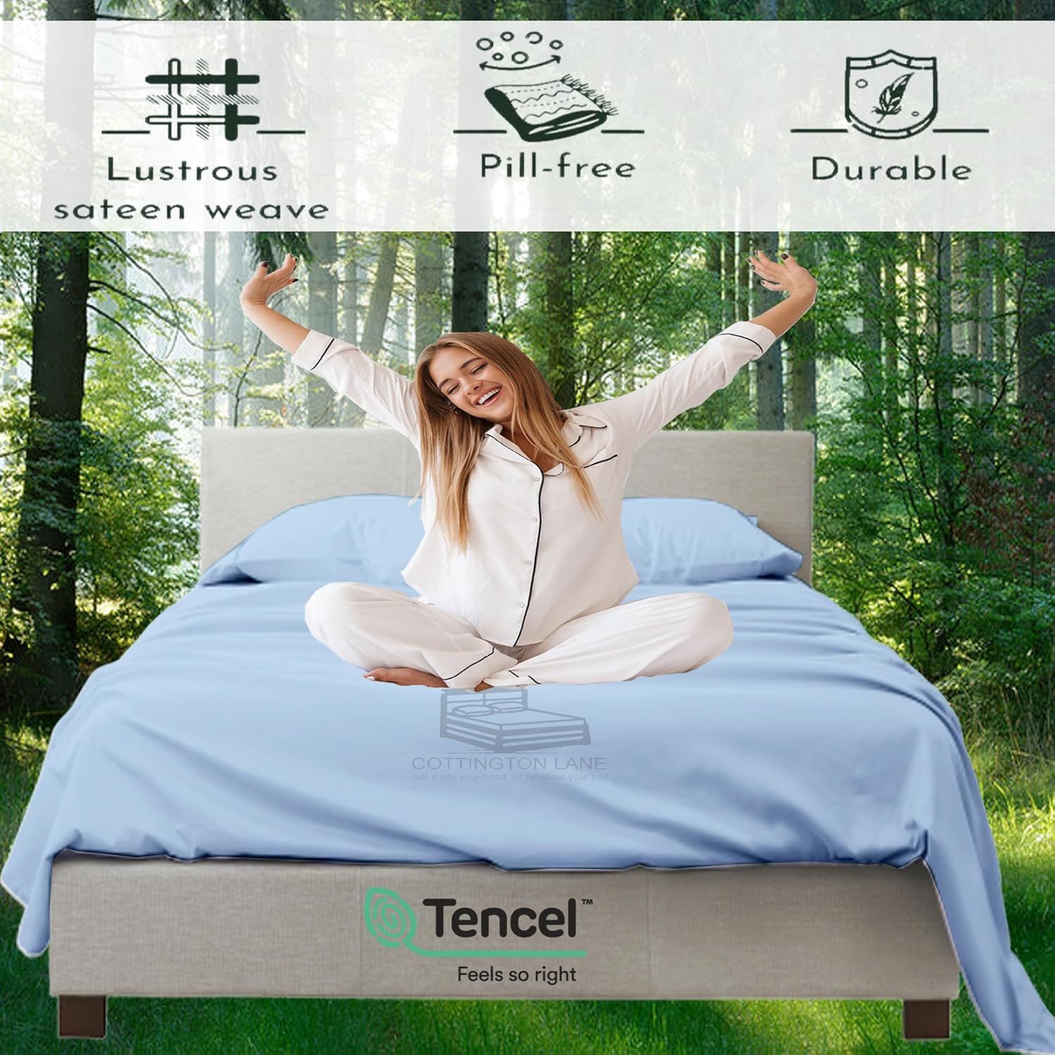 Tencel Split Cal King – Juego de sábanas para cama ajustable, 100% eucalipto, Tencel Lyocell – Sábanas divididas de 5 piezas para camas ajustables