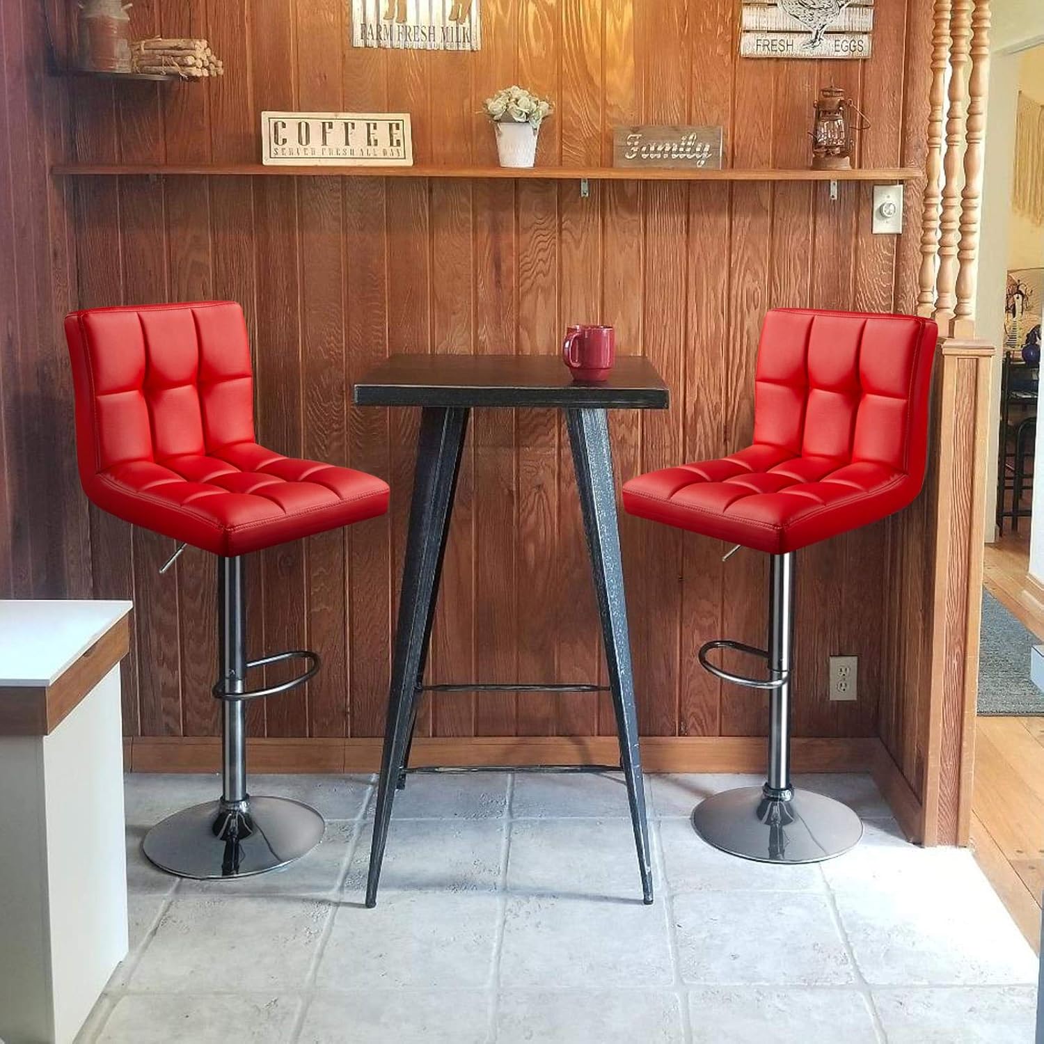 Yaheetech Juego de 4 taburetes de bar, modernas sillas ajustables para isla de cocina, taburetes de bar de altura de mostrador, silla giratoria de