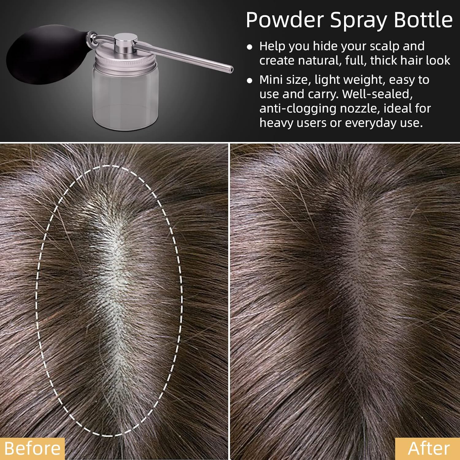 Botellas de spray en polvo, botella vacía de pulverizador de polvo para barbero, aplicador de pulverización de fibras capilares, dispensador de