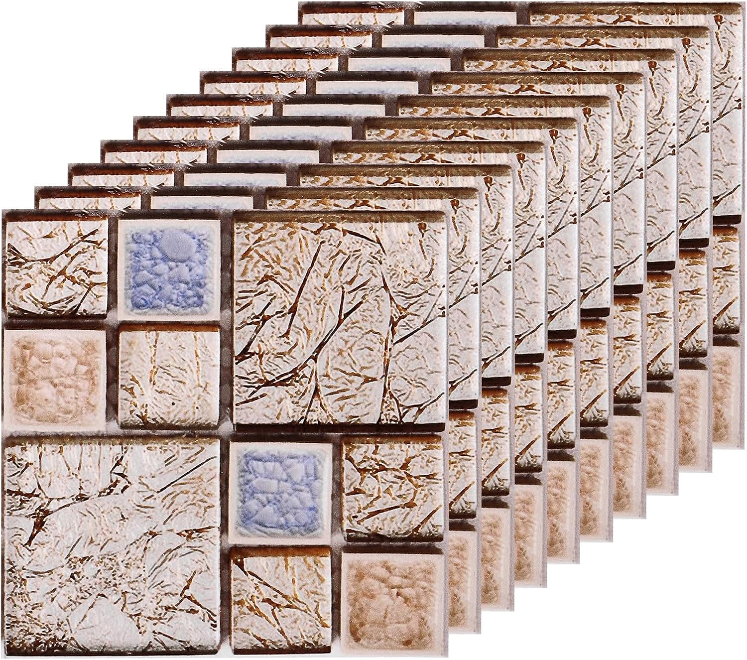 uxcell Azulejos autoadhesivos, 25 unidades de 3.94 x 3.94 pulgadas, impermeables, tamaño pequeño, azulejos autoadhesivos, papel tapiz decorativo