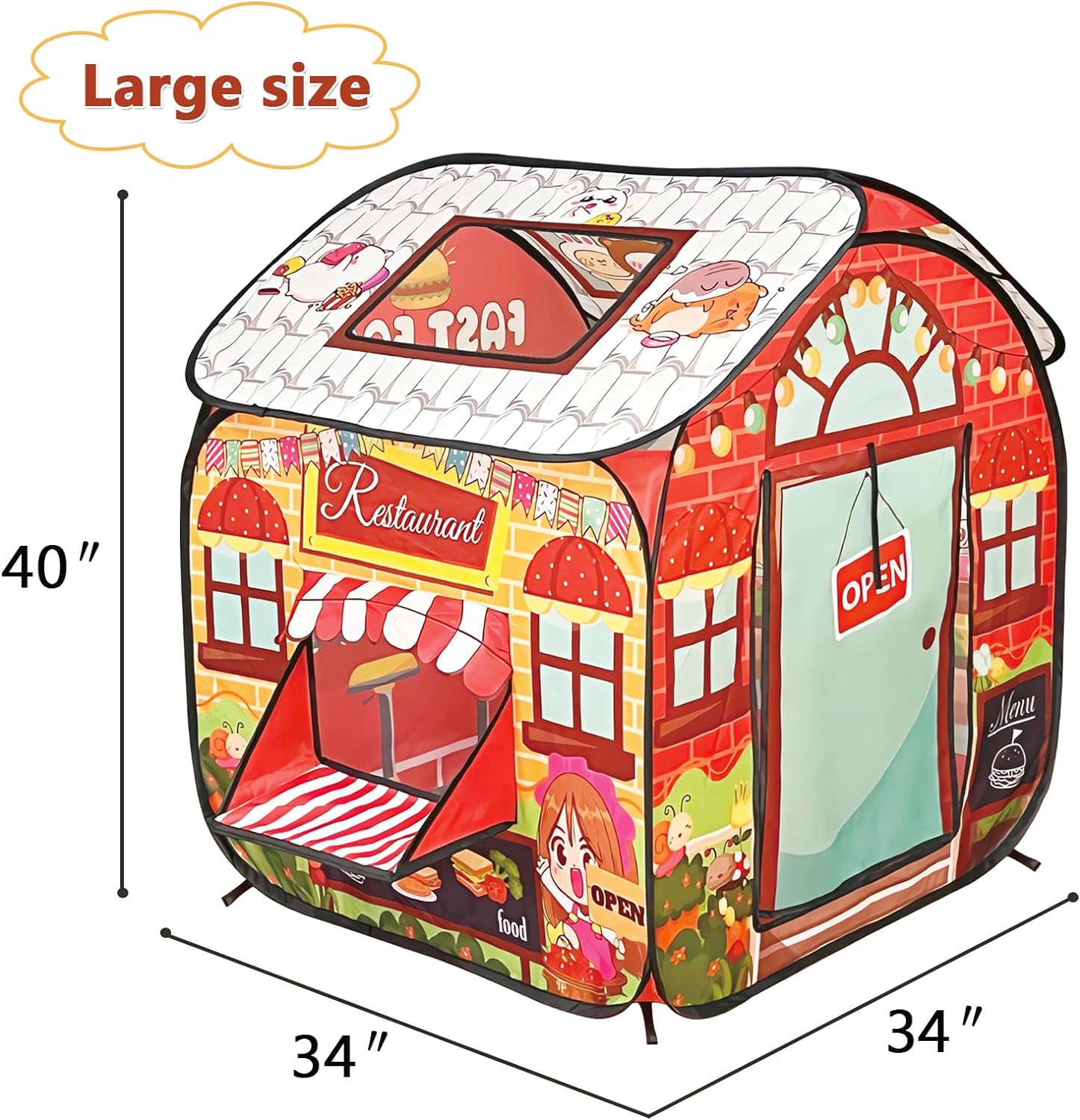 Tienda de campaña para niños, tienda de campaña desplegable de comida rápida para niños, casa de juegos para interiores y exteriores, tienda de
