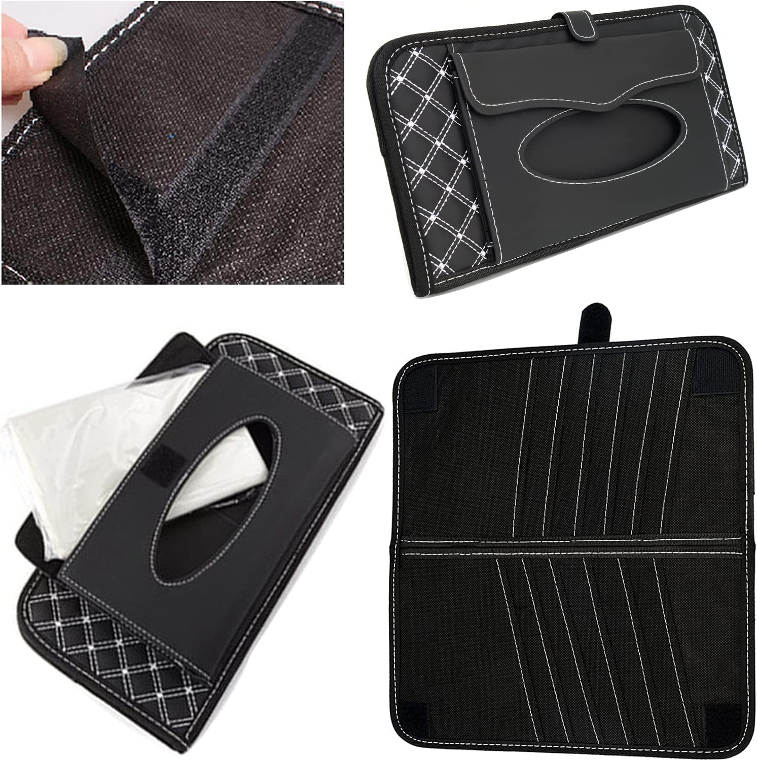 Estuche de almacenamiento para CD de automóvil, organizador de visera solar para automóvil, camioneta, SUV con servilletas gratis, pertenencia