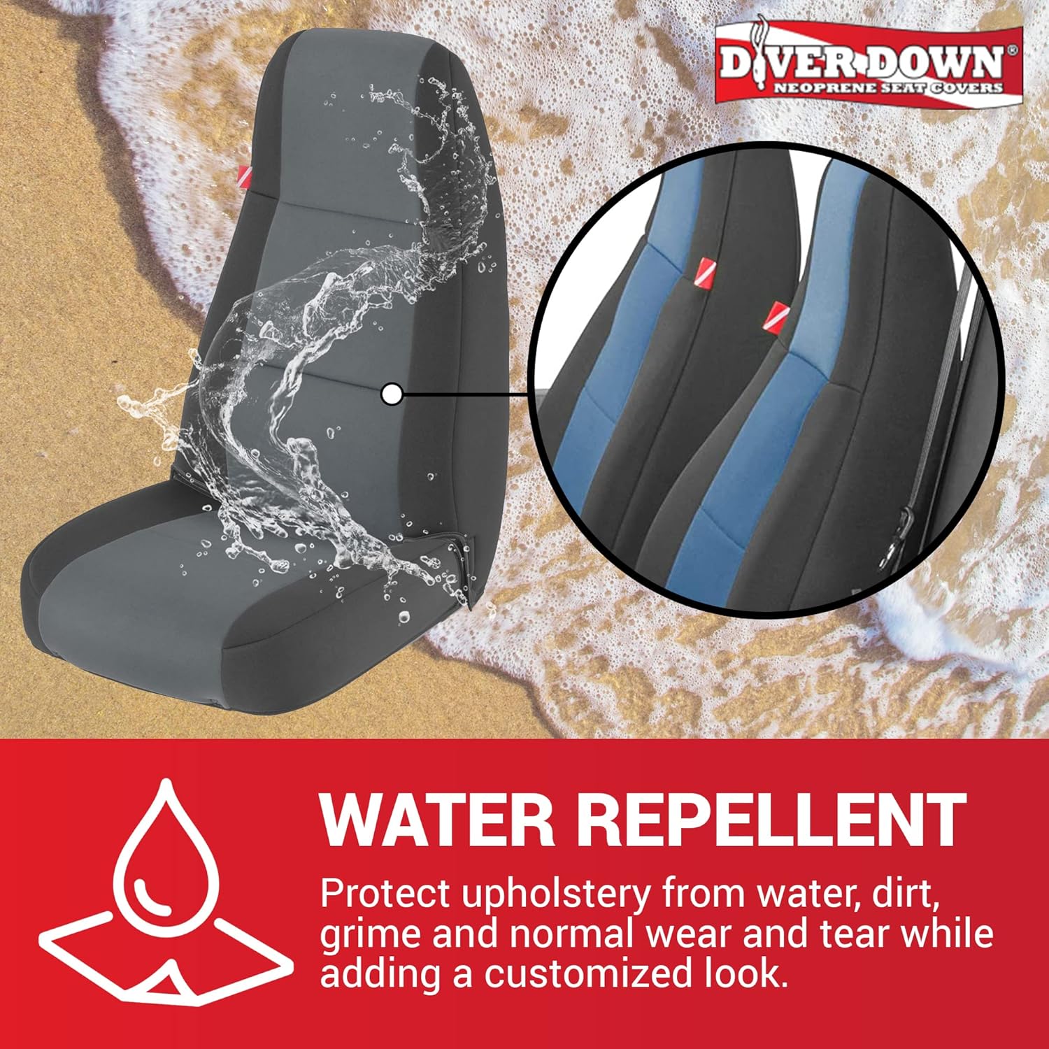 Diver Down Juego de fundas de asiento de neopreno para Jeep YJ Wrangler 1987-1995, juego de asiento delantero y trasero, fundas de asiento