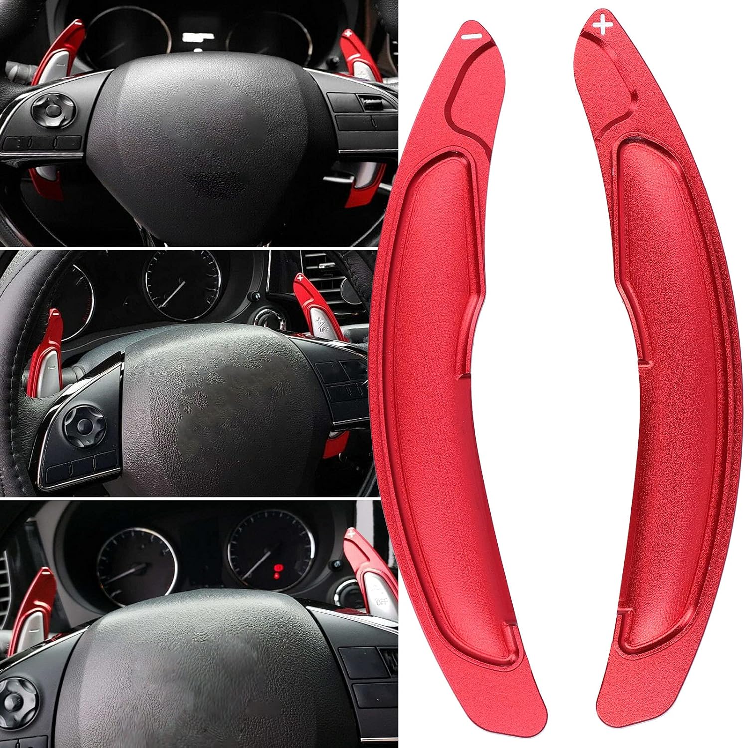 Qiilu Extensión de palanca de cambios para volante, hoja de cambio de volante de aleación de aluminio, color rojo, decoración extendida para