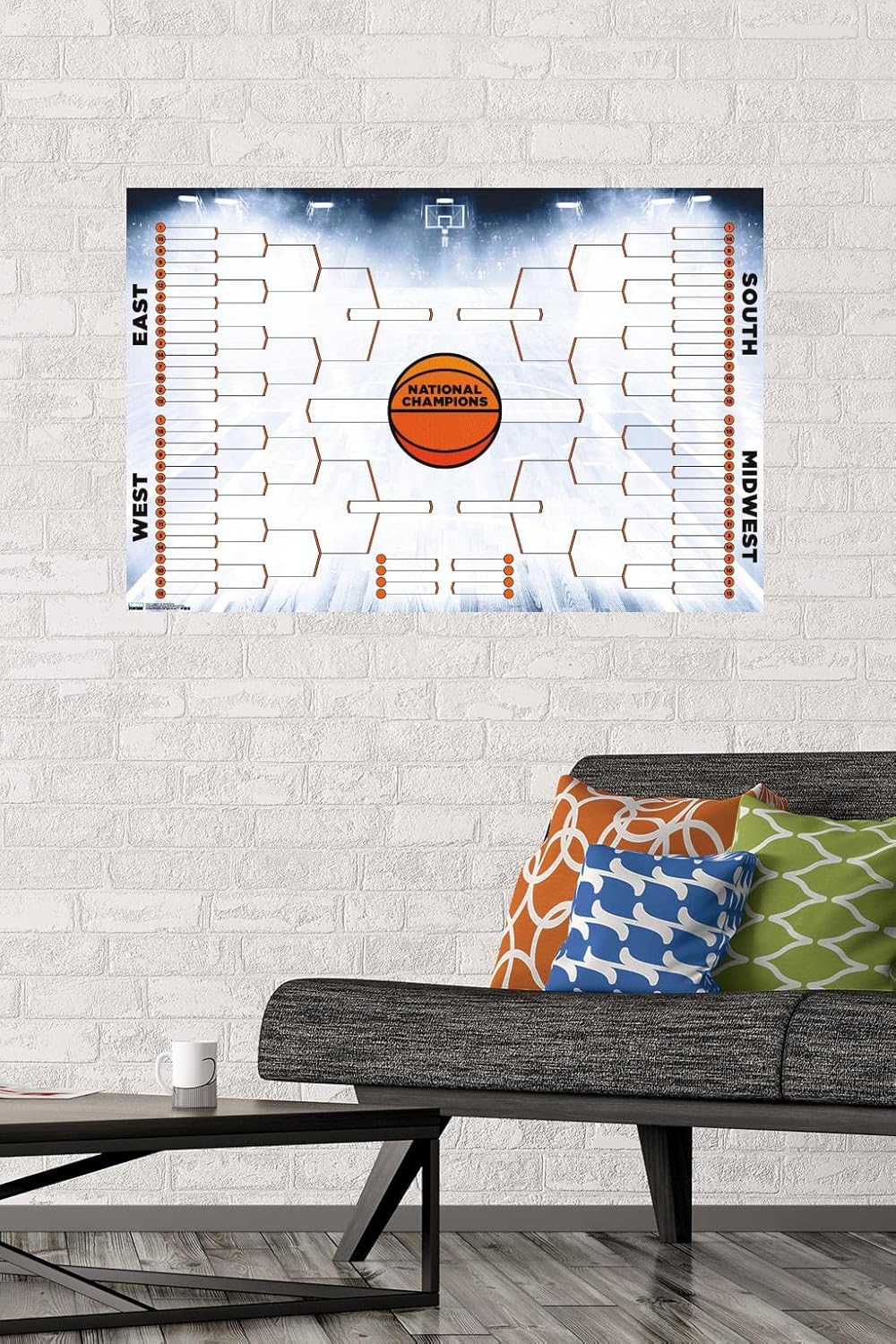 Trends International Collegiate – Póster de pared con soporte para 64 equipos, 22.375 x 34 pulgadas, versión premium sin marco