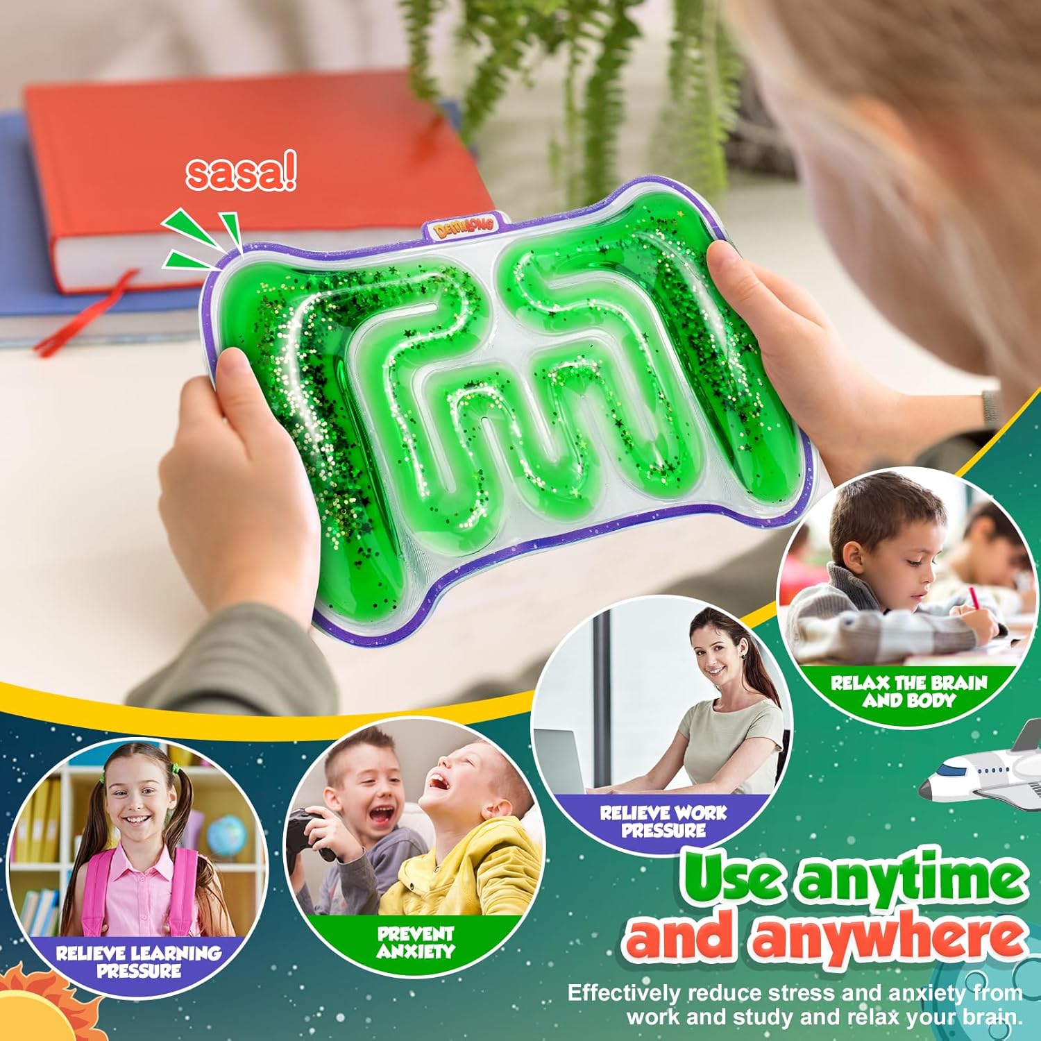 Juguetes sensoriales esponjosos para niños  Tubo sensorial de juguete para ansiedad relleno de espuma colorida, purpurina, herramienta calmante para