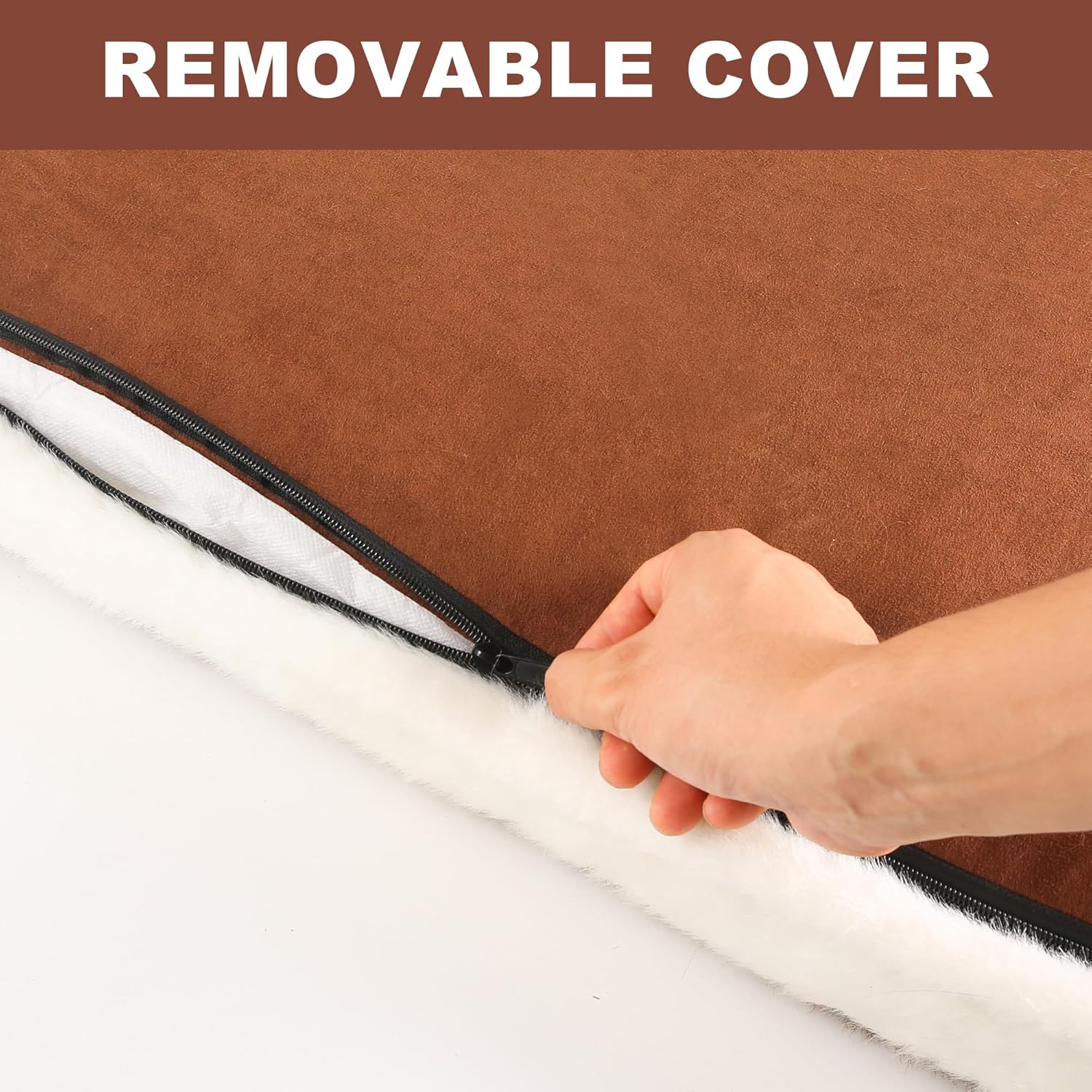 Cama de felpa para perros con funda extraíble, cojín de piel sintética para perreras, cama de almohada para perros pequeños y gatos, cama mullida