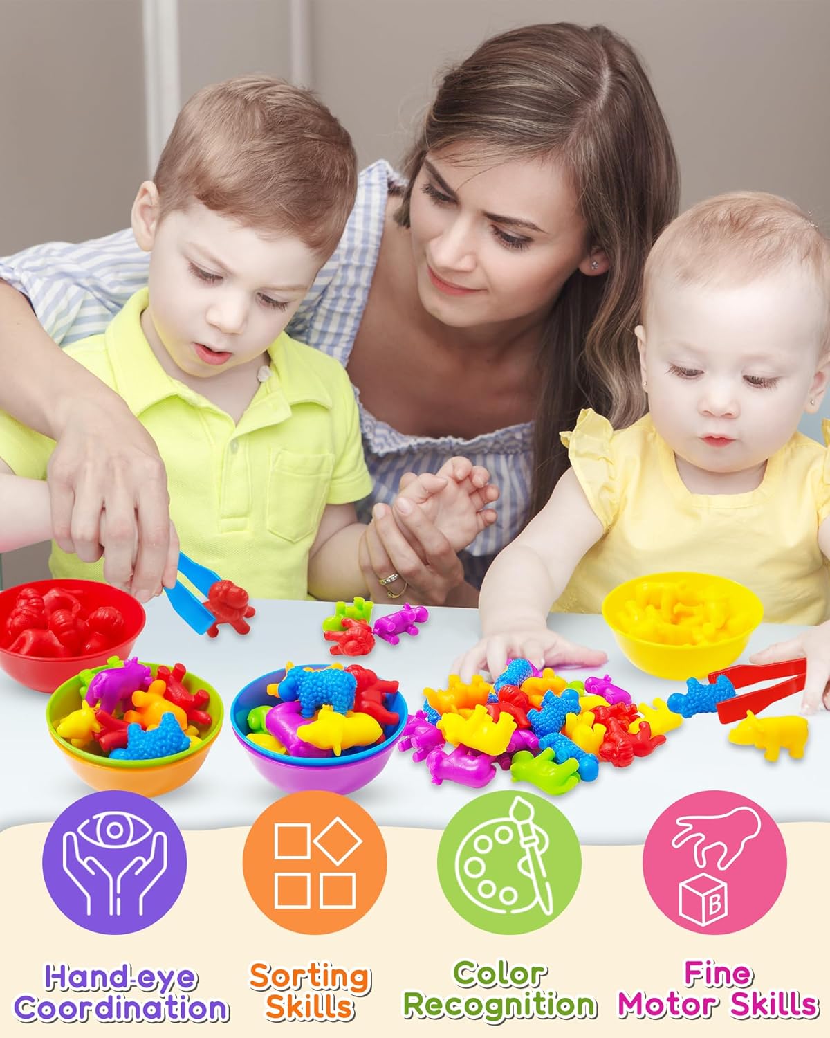 Yetonamr Juguetes Montessori de animales para niños y niñas de 3, 4 y 5 años, actividades de aprendizaje preescolares para niños de 2 a 4 años, 3-5,