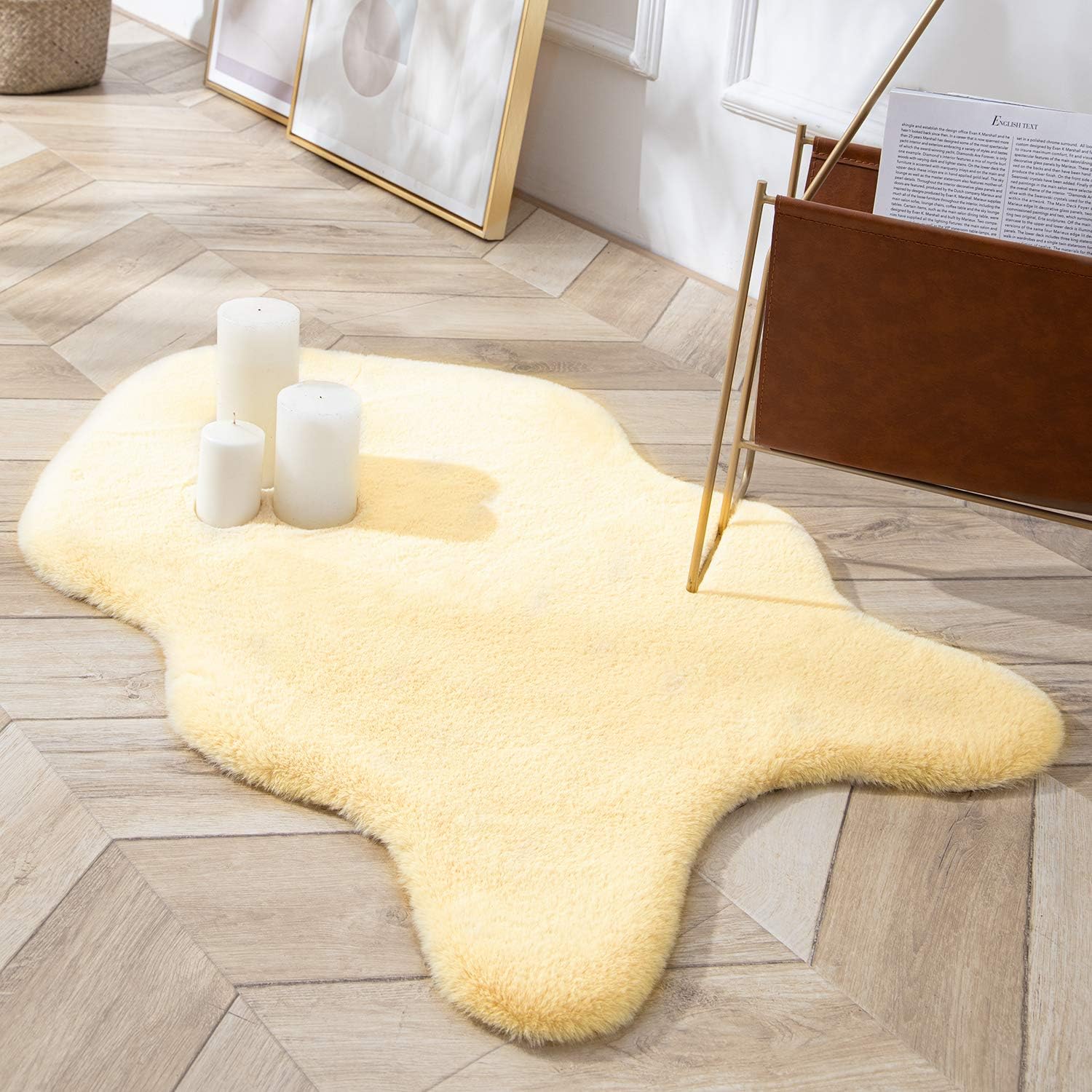 Ashler – Funda de piel de conejo sintética para silla, funda para sofá, alfombra pequeña para suelo de habitación, sofá, sala de estar, color