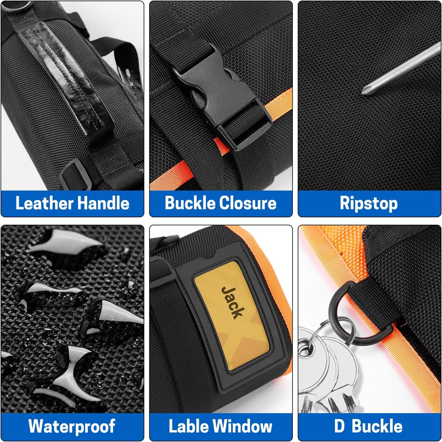 WISEPRO Bolsa enrollable para herramientas, bolsa enrollable de herramientas resistente con 3 bolsas desmontables, bolsas de rollo de herramientas