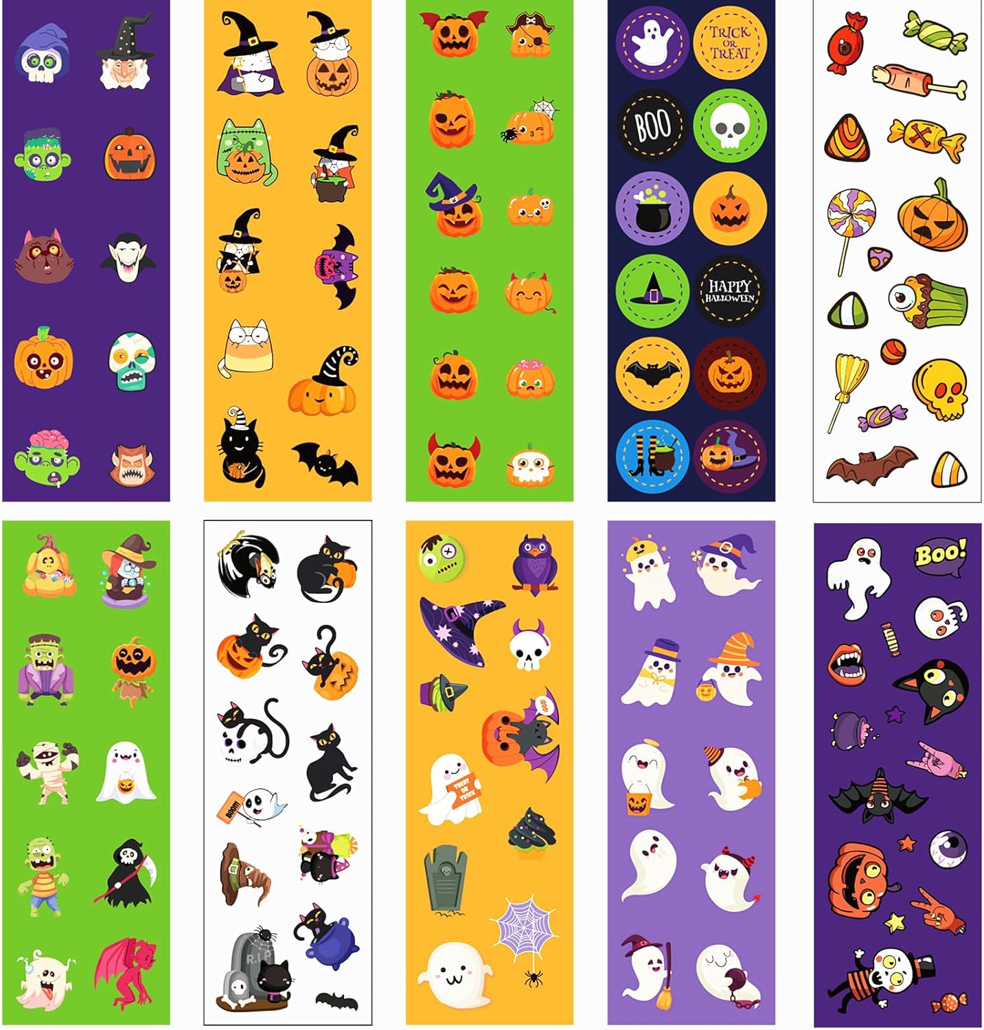 100 hojas de calcomanías de Halloween para niños, más de 1200 calcomanías de Halloween para decoración de fiesta de Halloween, regalos de fiesta de