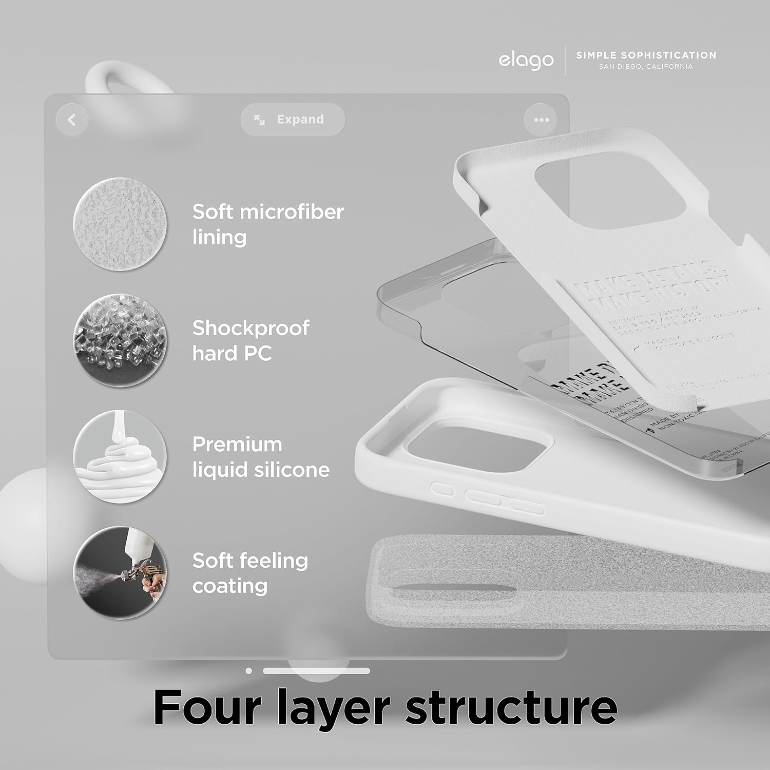 elago Compatible con iPhone 15 Pro Max, funda de silicona líquida, funda protectora de cuerpo completo, a prueba de golpes, funda delgada para