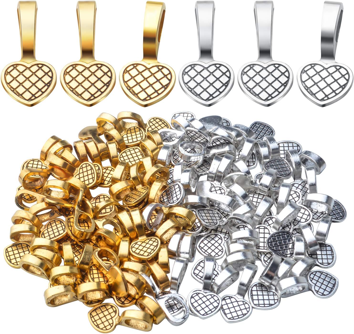 100 colgantes de aleación de corazón con forma de corazón, colgantes, colgantes para aretes de bricolaje, azulejos de vidrio, joyería, manualidades,